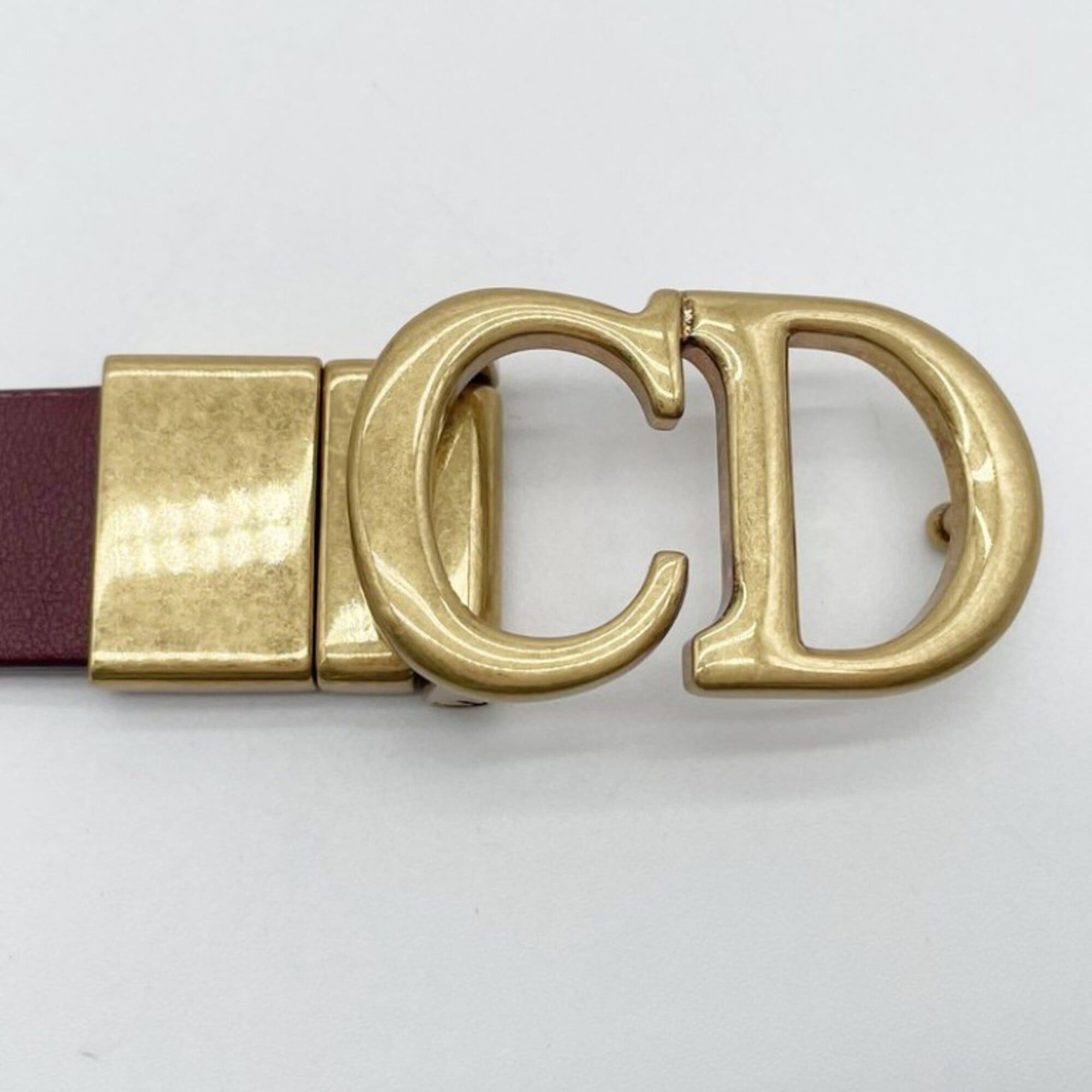 Dior Christian Dior Belt Saddle Reversible Bordeaux Leather Women's Size ONE SIZE - 3 Thumbnail