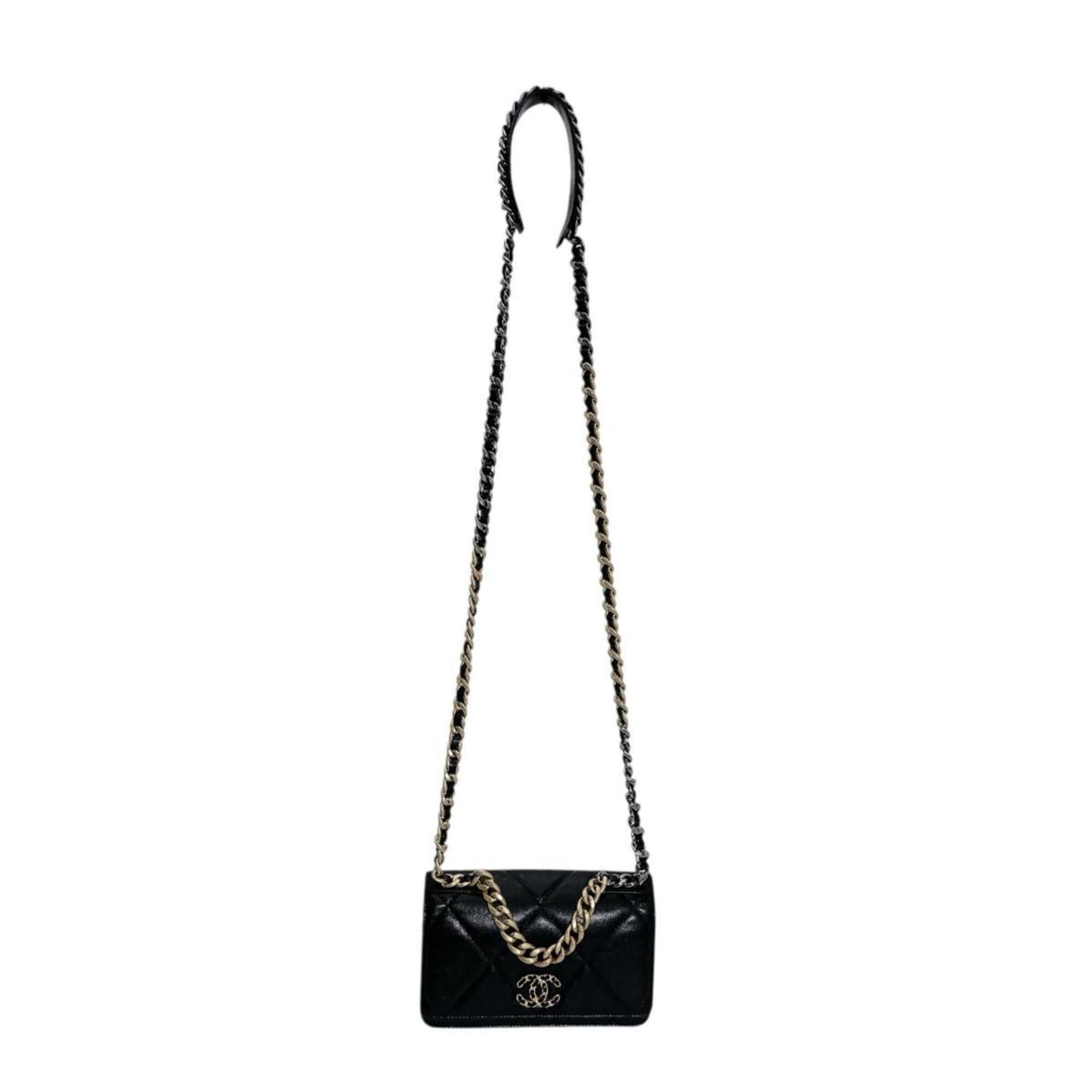 Chanel Chanel Shoulder Bag Chain Wallet Long CHANEL19 Lambskin Black Size ONE SIZE - 3 Thumbnail