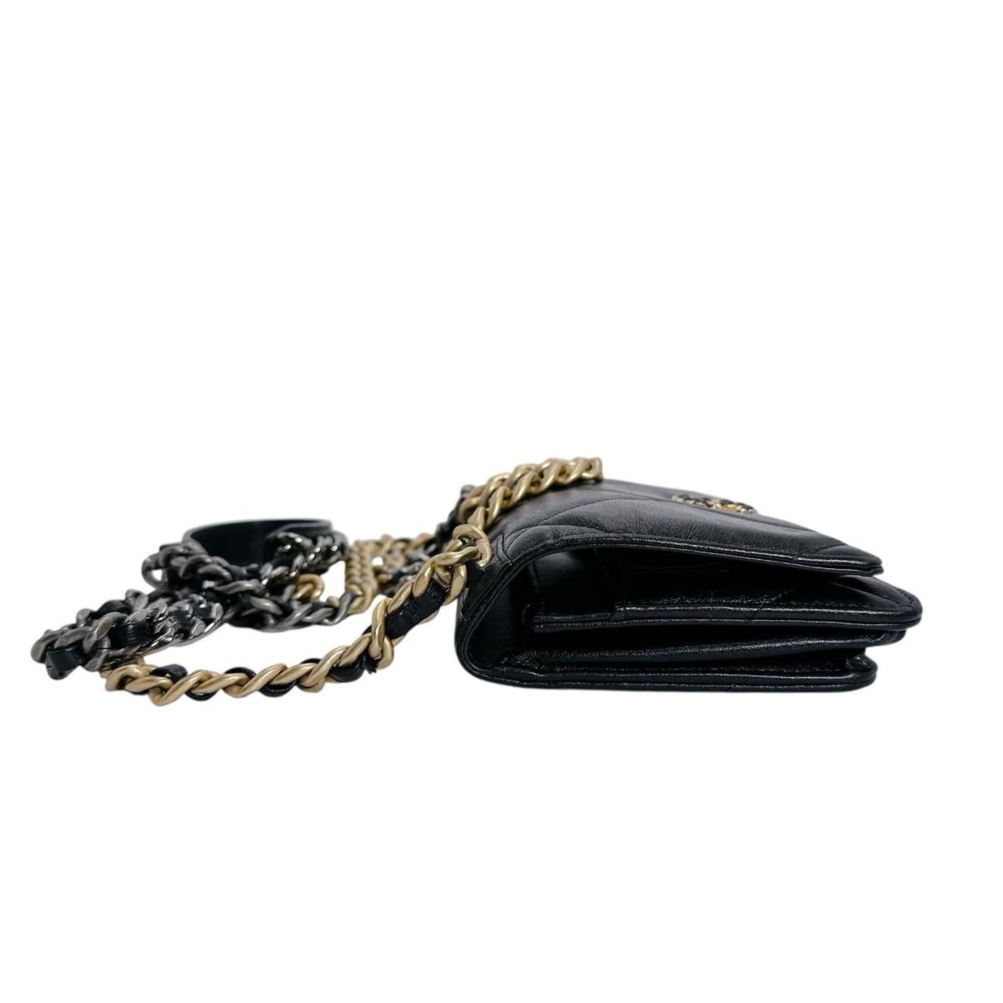 Chanel Chanel Shoulder Bag Chain Wallet Long CHANEL19 Lambskin Black Size ONE SIZE - 4 Thumbnail