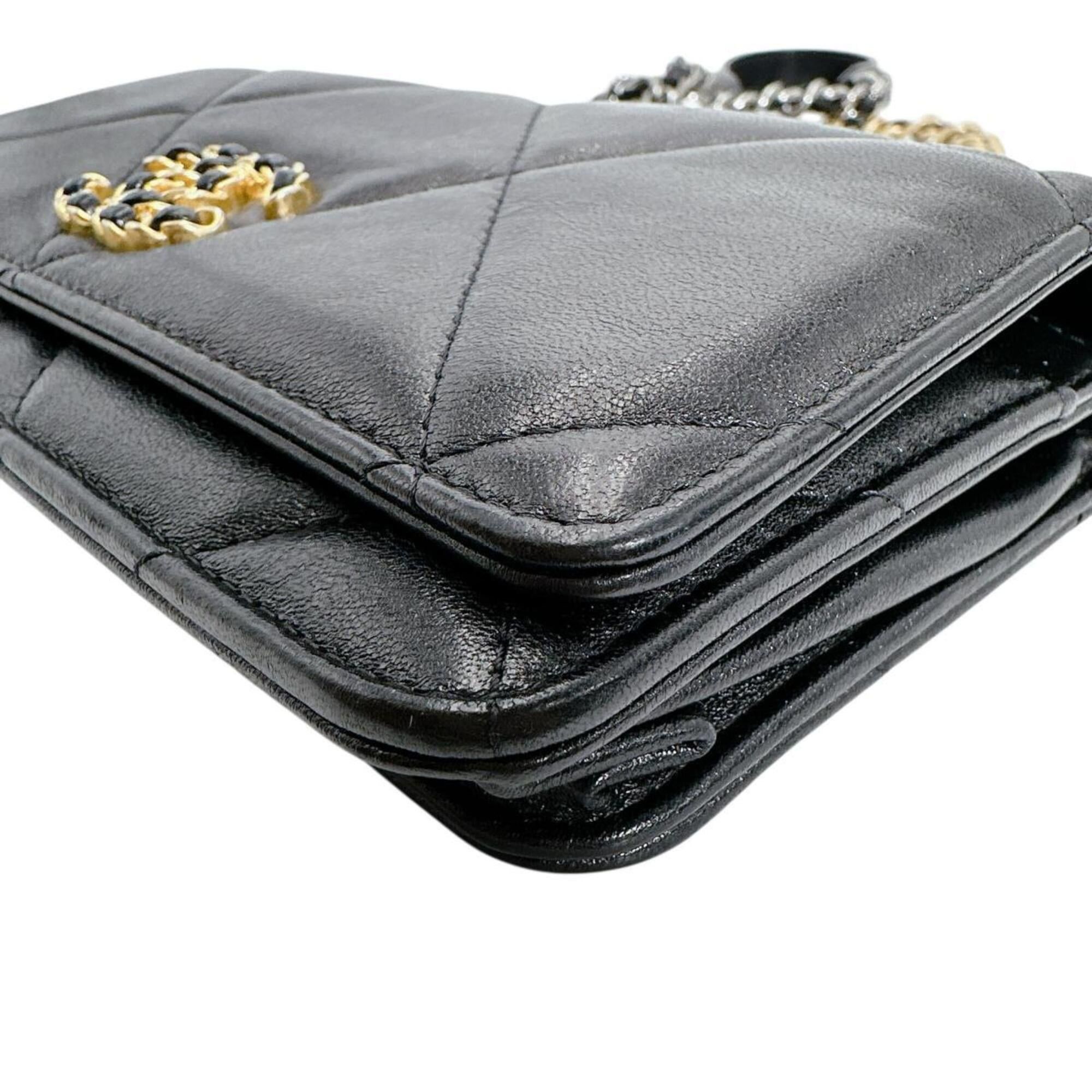 Chanel Chanel Shoulder Bag Chain Wallet Long CHANEL19 Lambskin Black Size ONE SIZE - 6 Thumbnail