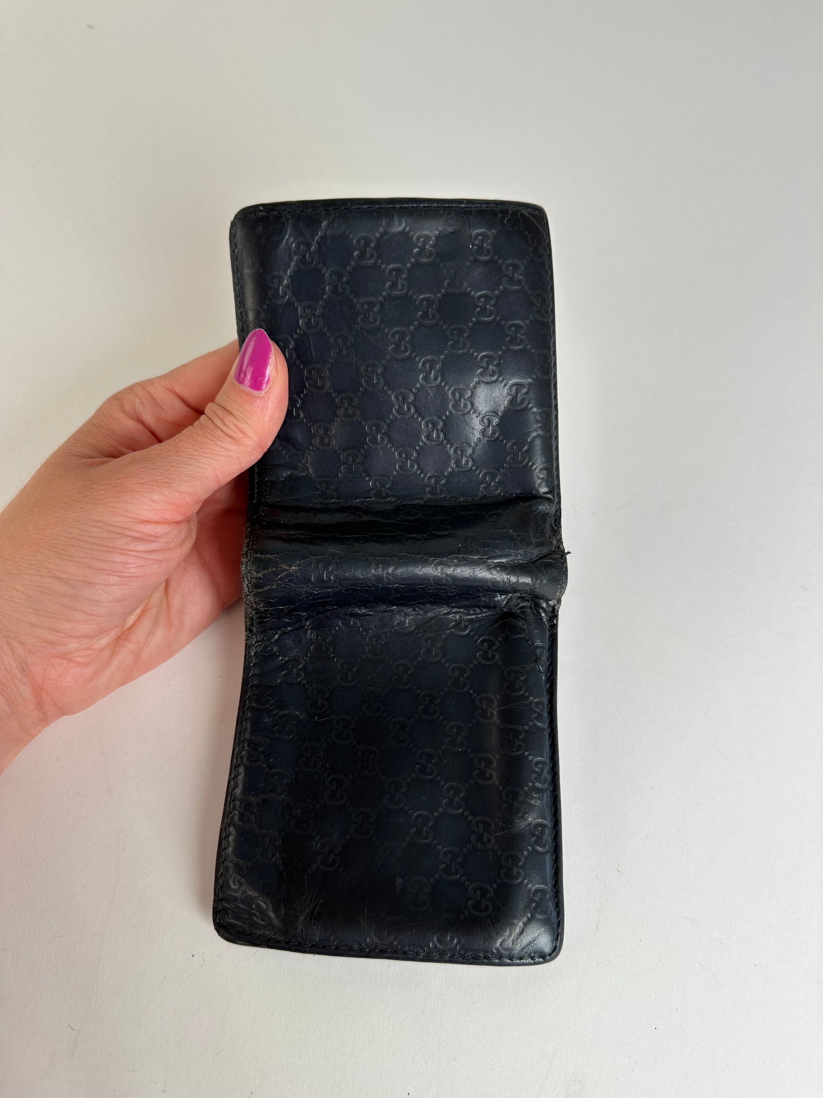 Gucci Vintage Microssima Bifold Wallet Navy Blue Size ONE SIZE - 7 Thumbnail
