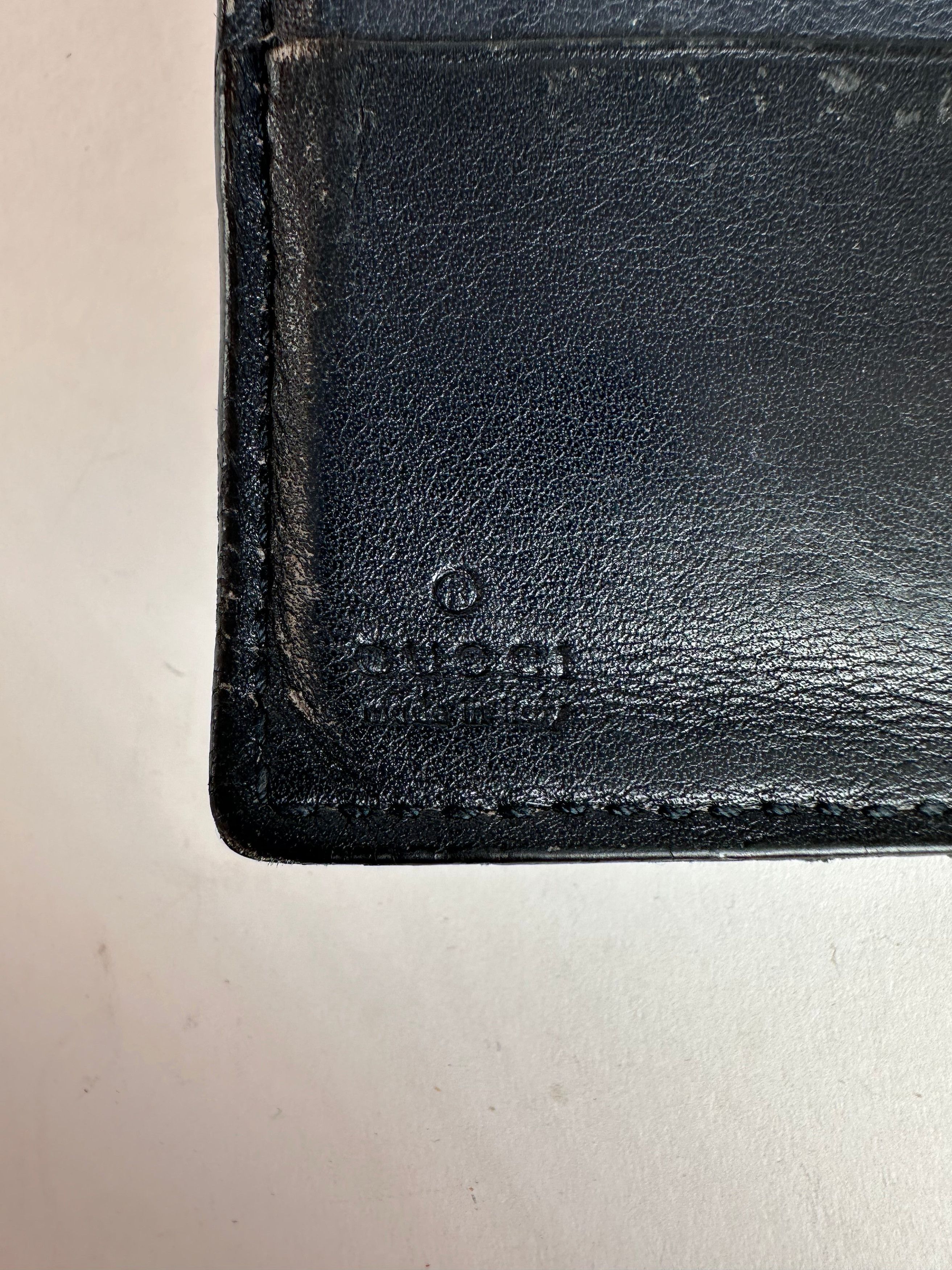 Gucci Vintage Microssima Bifold Wallet Navy Blue Size ONE SIZE - 4 Thumbnail