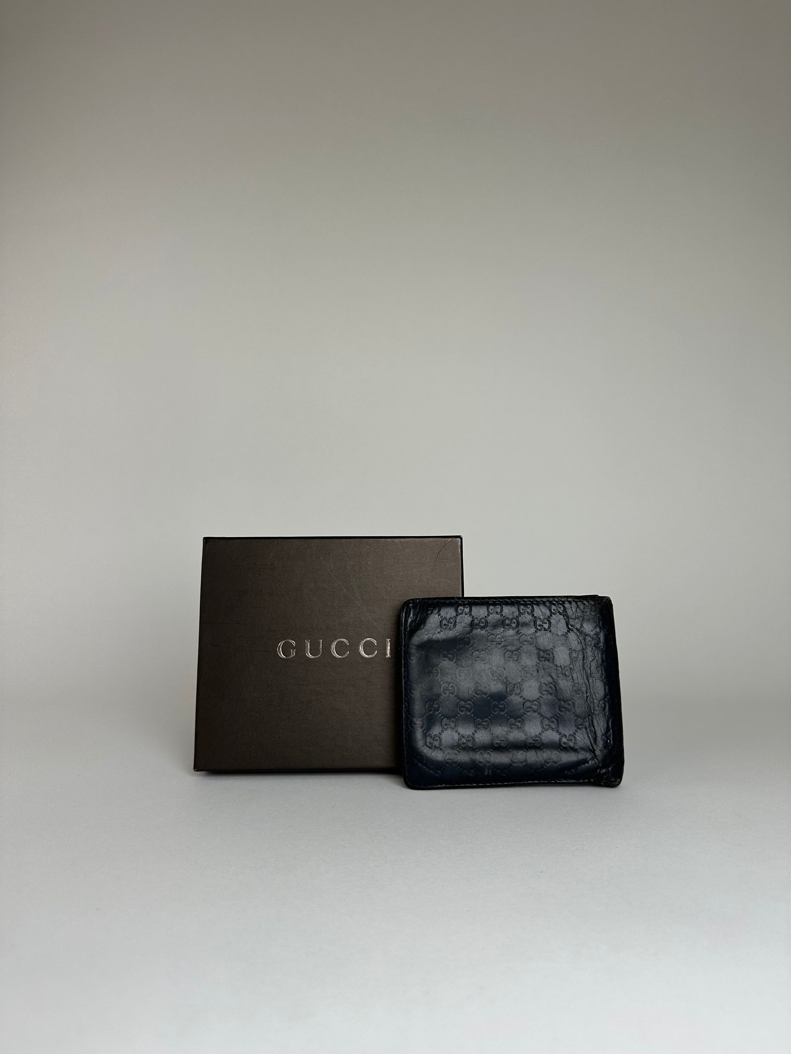 Gucci Vintage Microssima Bifold Wallet Navy Blue Size ONE SIZE - 2 Thumbnail
