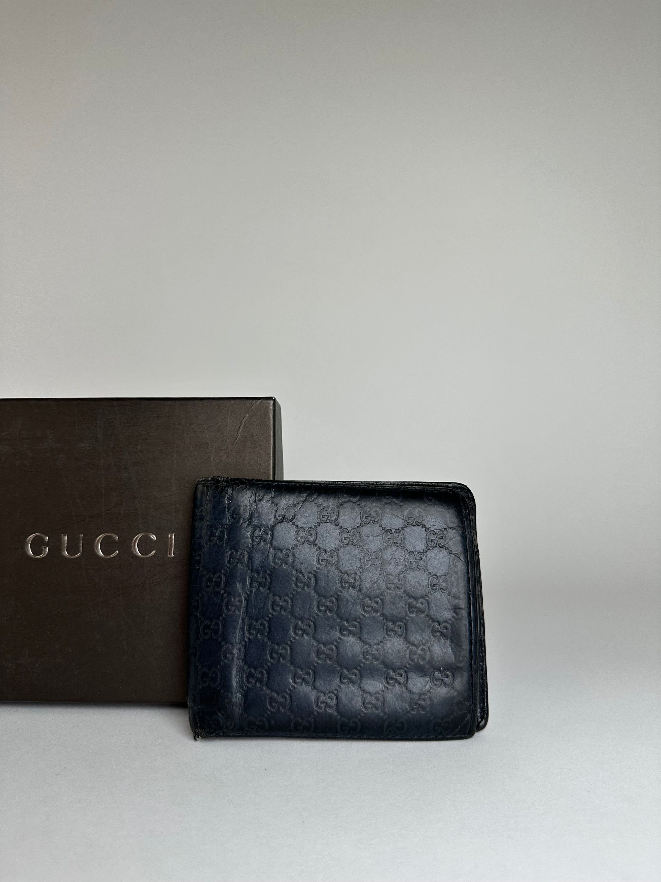 Gucci Vintage Microssima Bifold Wallet Navy Blue Size ONE SIZE - 11 Thumbnail