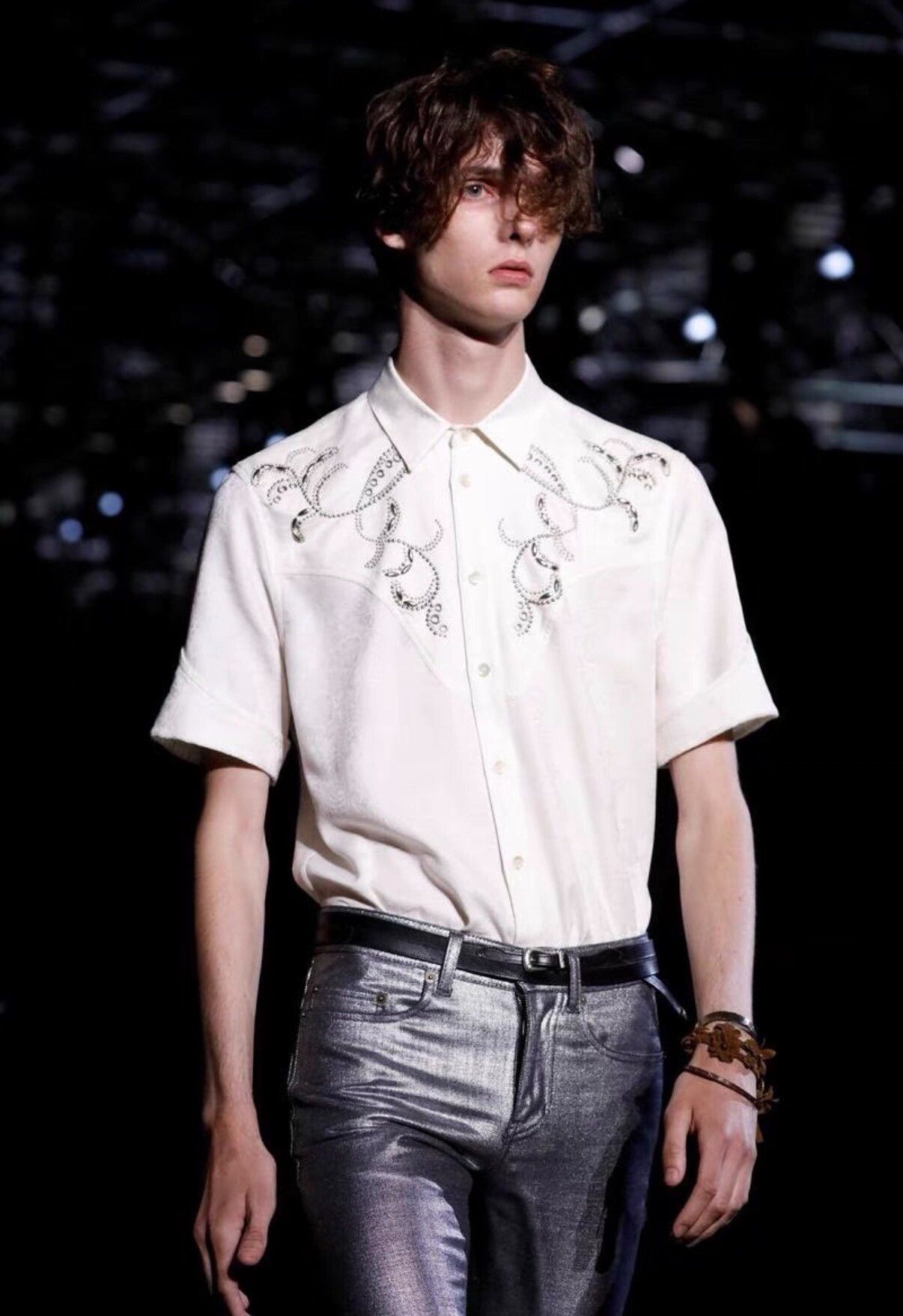 Saint Laurent Paris Saint Laurent White Embroidered Short-Sleeve Shirt Size US XXS / EU 40 - 7 Thumbnail