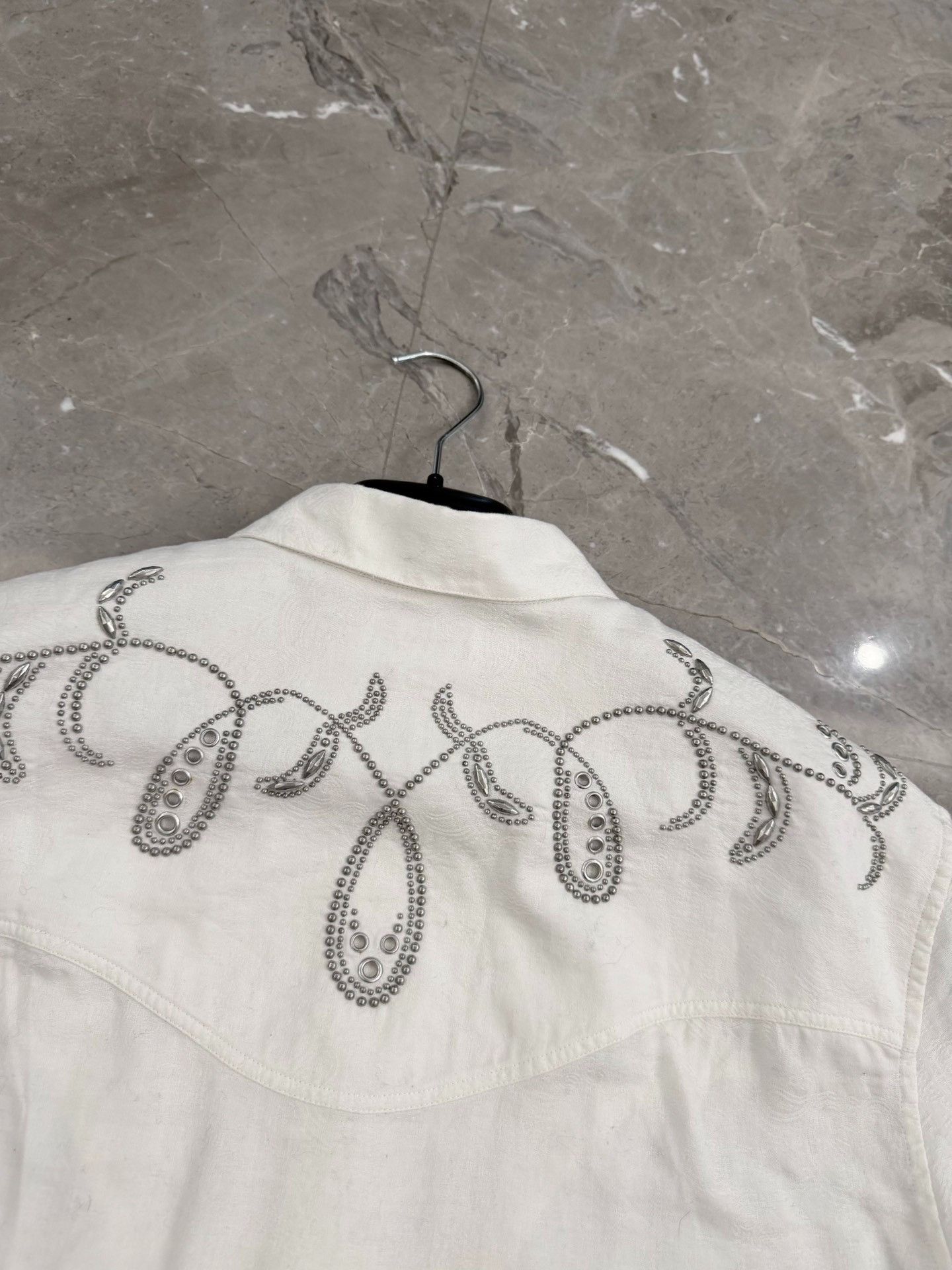 Saint Laurent Paris Saint Laurent White Embroidered Short-Sleeve Shirt Size US XXS / EU 40 - 4 Thumbnail