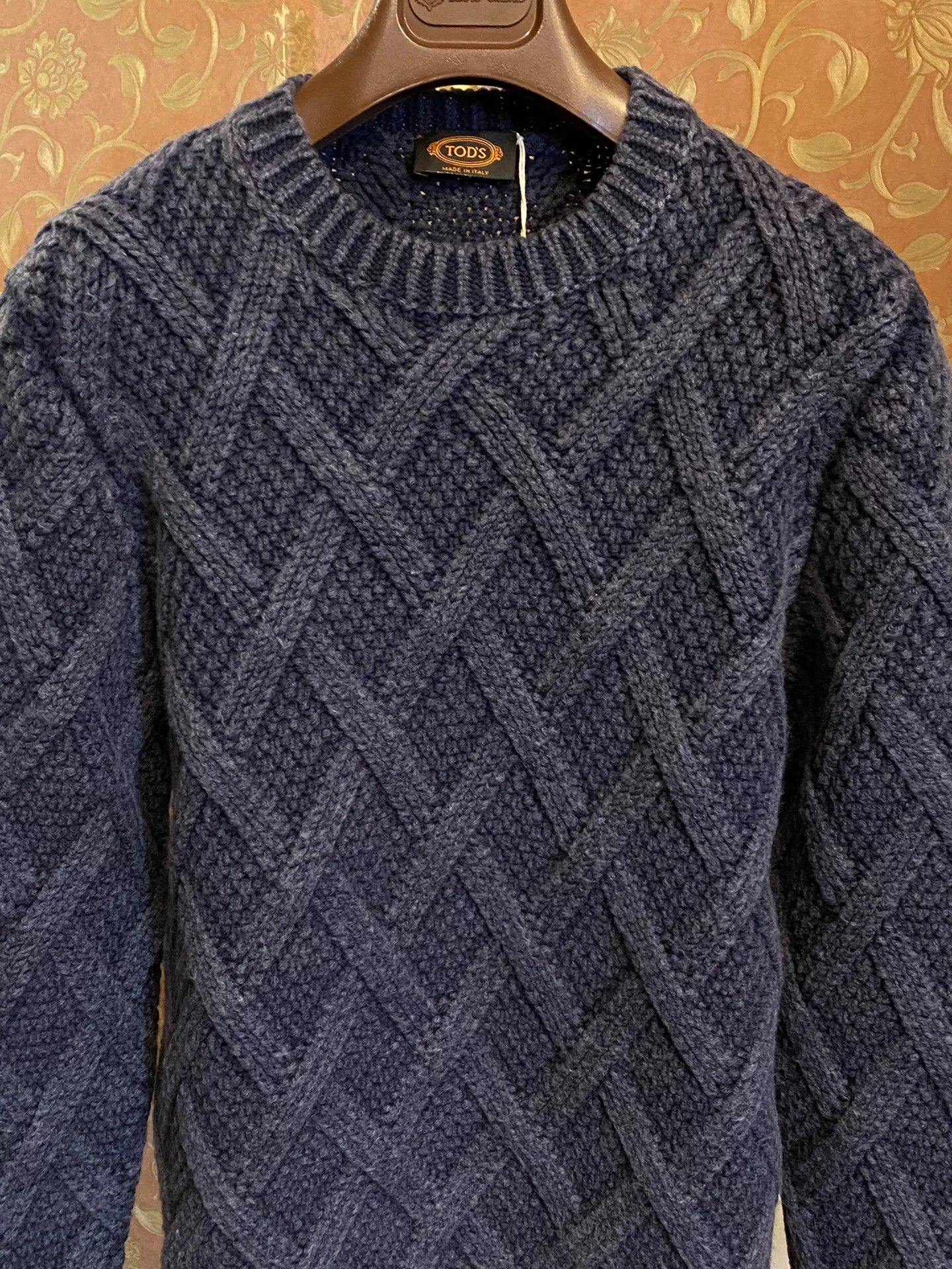 Tod's Tods Dark Blue Cable-Knit Crewneck Sweater Size US M / EU 48-50 / 2 - 2 Thumbnail