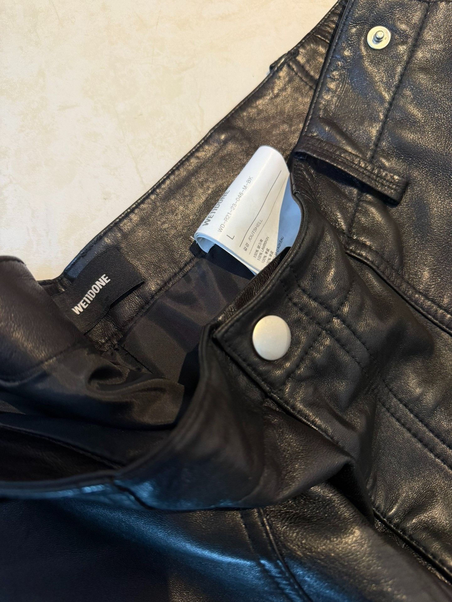 WE11DONE WE11DONE SS23 Black Leather Pants Size US 34 / EU 50 - 3 Thumbnail