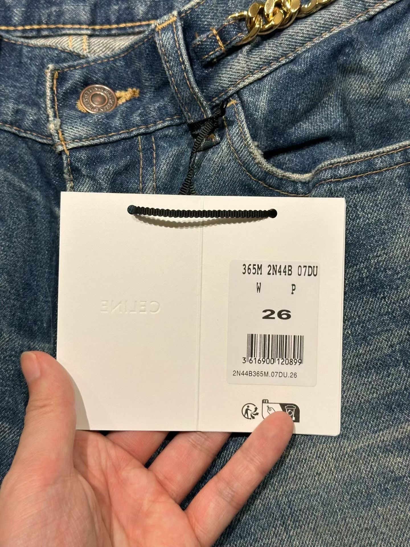 Celine Celine Triomphe Gold Buckle Chain Jeans Size 26" / US 2 / IT 38 - 3 Thumbnail