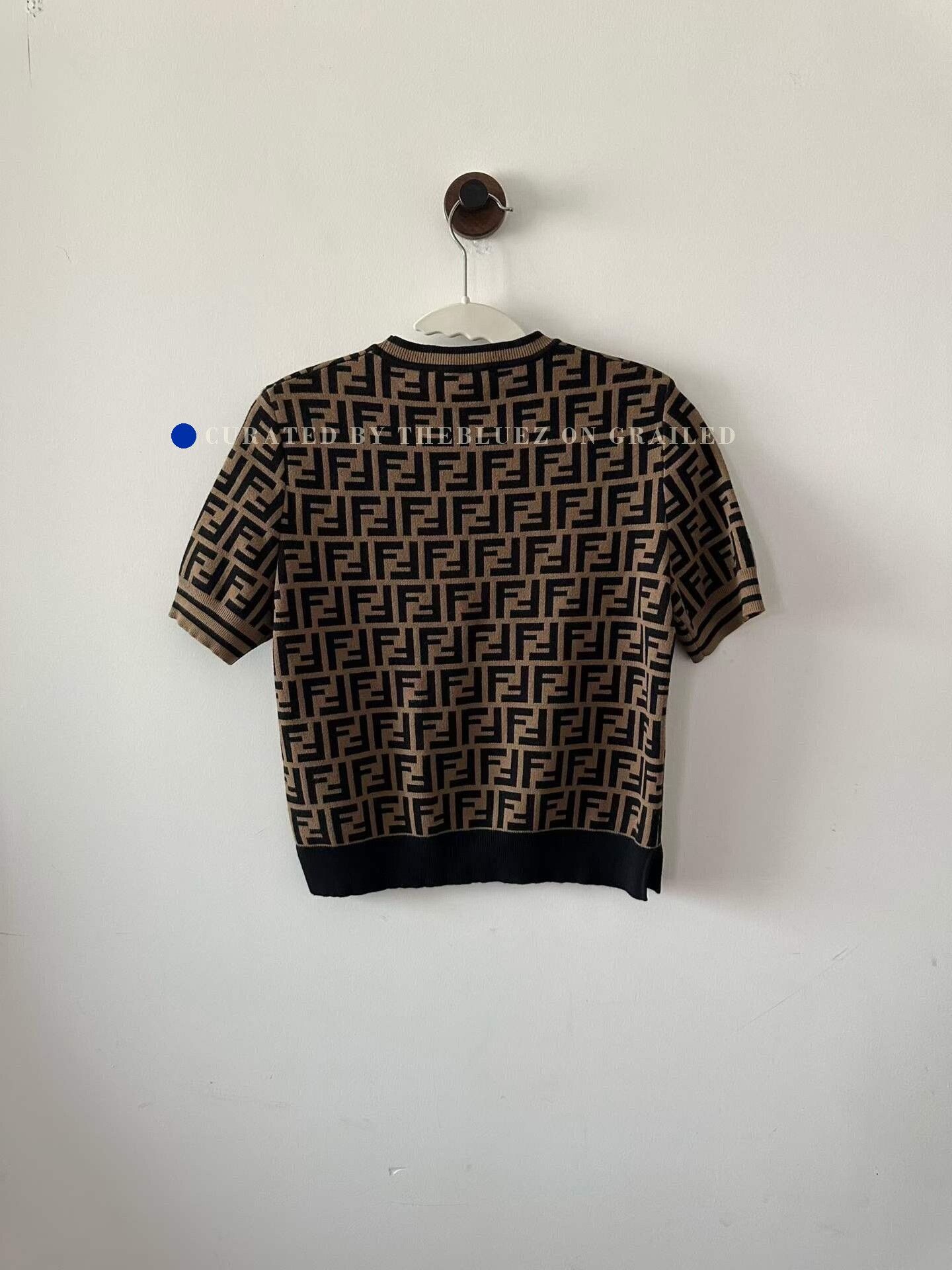 Fendi Fendi Brown All-Over Print Knit Short-Sleeve Size S / US 4 / IT 40 - 2 Thumbnail