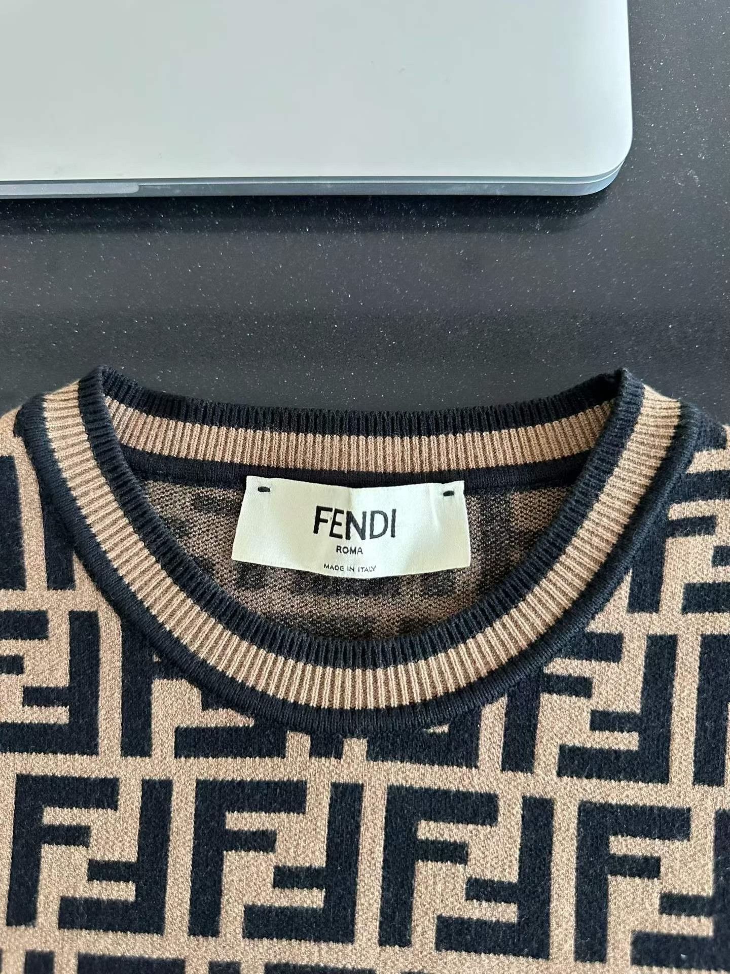 Fendi Fendi Brown All-Over Print Knit Short-Sleeve Size S / US 4 / IT 40 - 3 Thumbnail