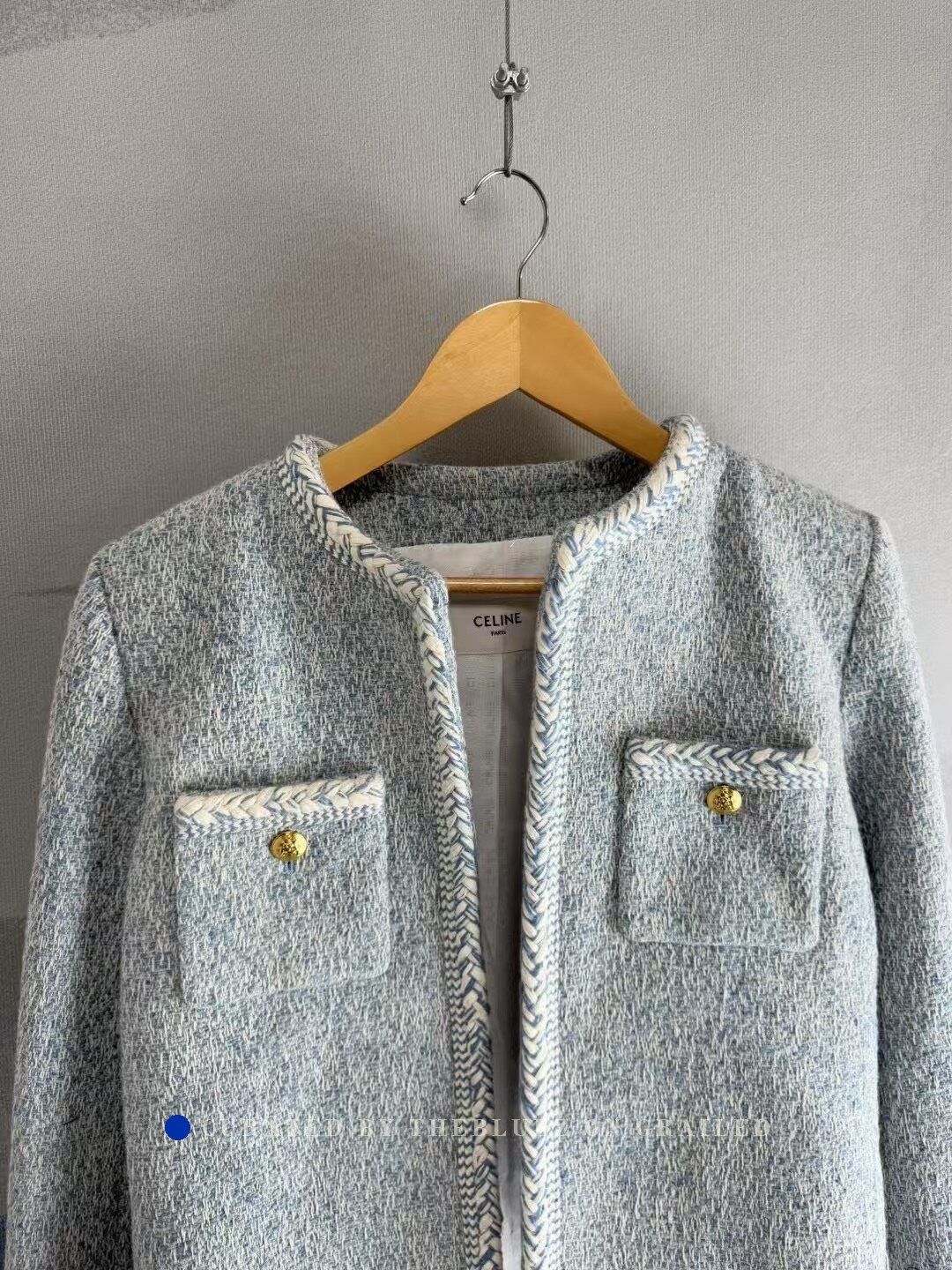 Celine Celine Glacier Blue Gold Button Tweed Coat Size S / US 4 / IT 40 - 3 Thumbnail