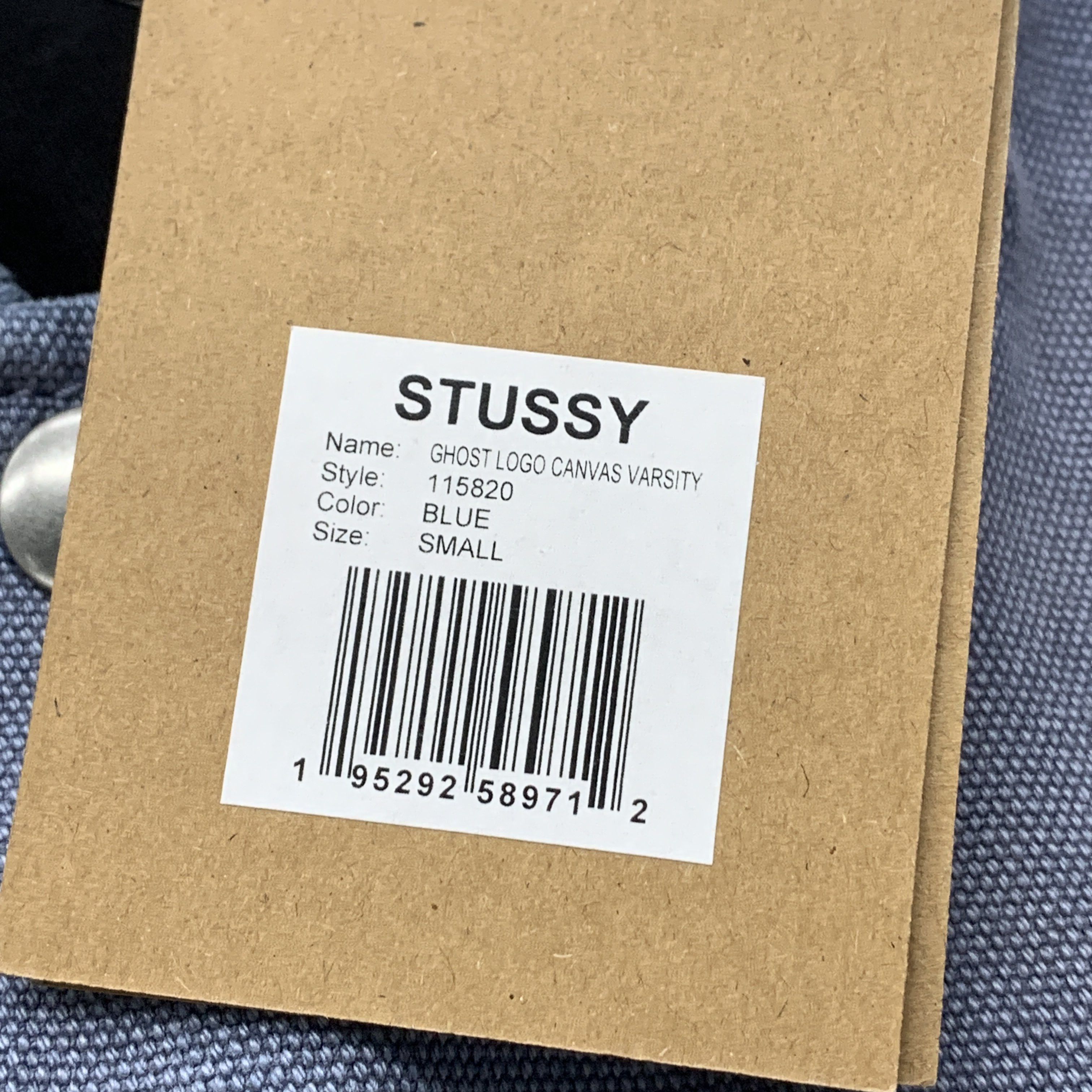 Stussy Stussy Ghost Logo Canvas Varsity Jacket Blue S Size US S / EU 44-46 / 1 - 4 Thumbnail