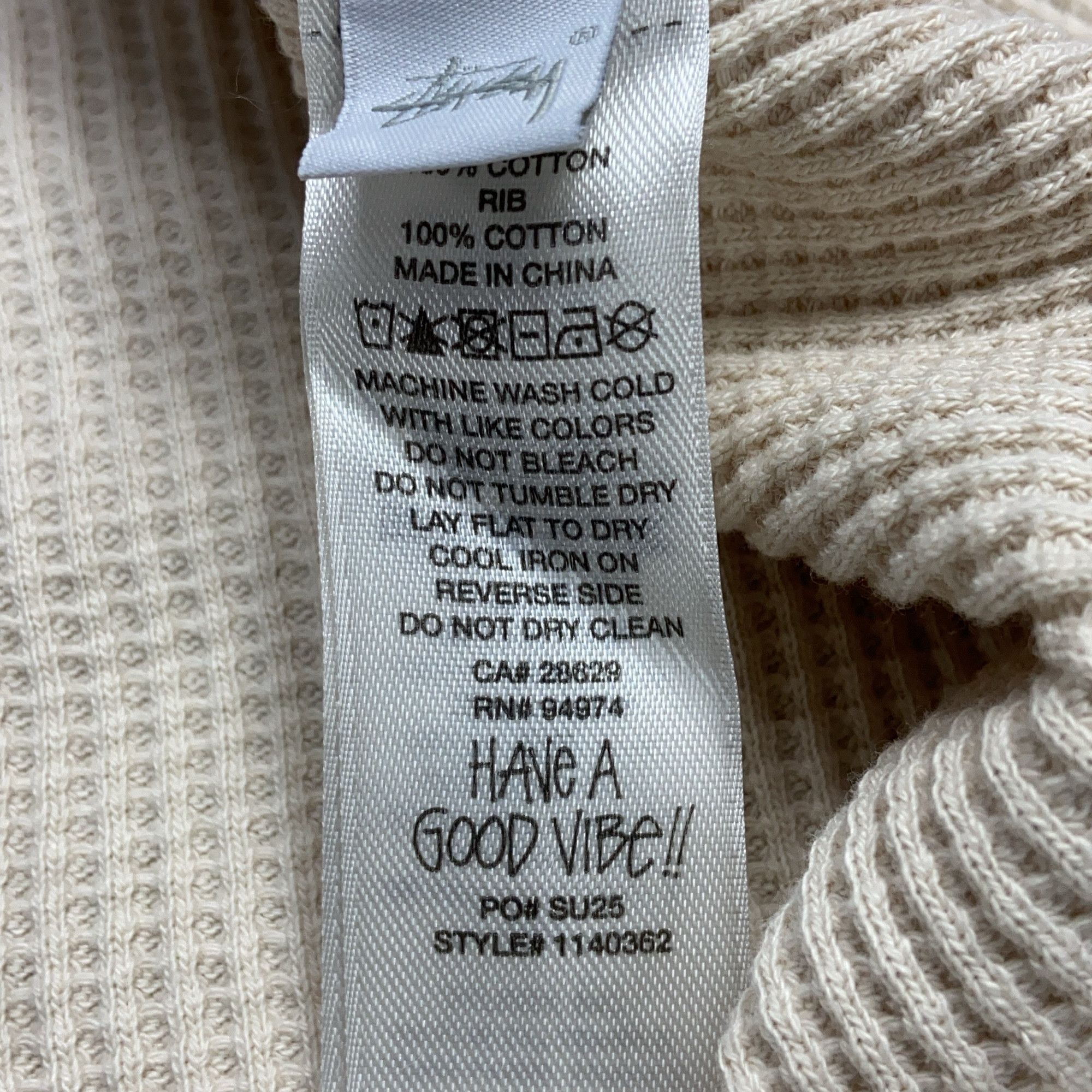 Stussy Stussy Logo Waffle Long Sleeve T-Shirt XXL Size US XXL / EU 58 / 5 - 5 Thumbnail