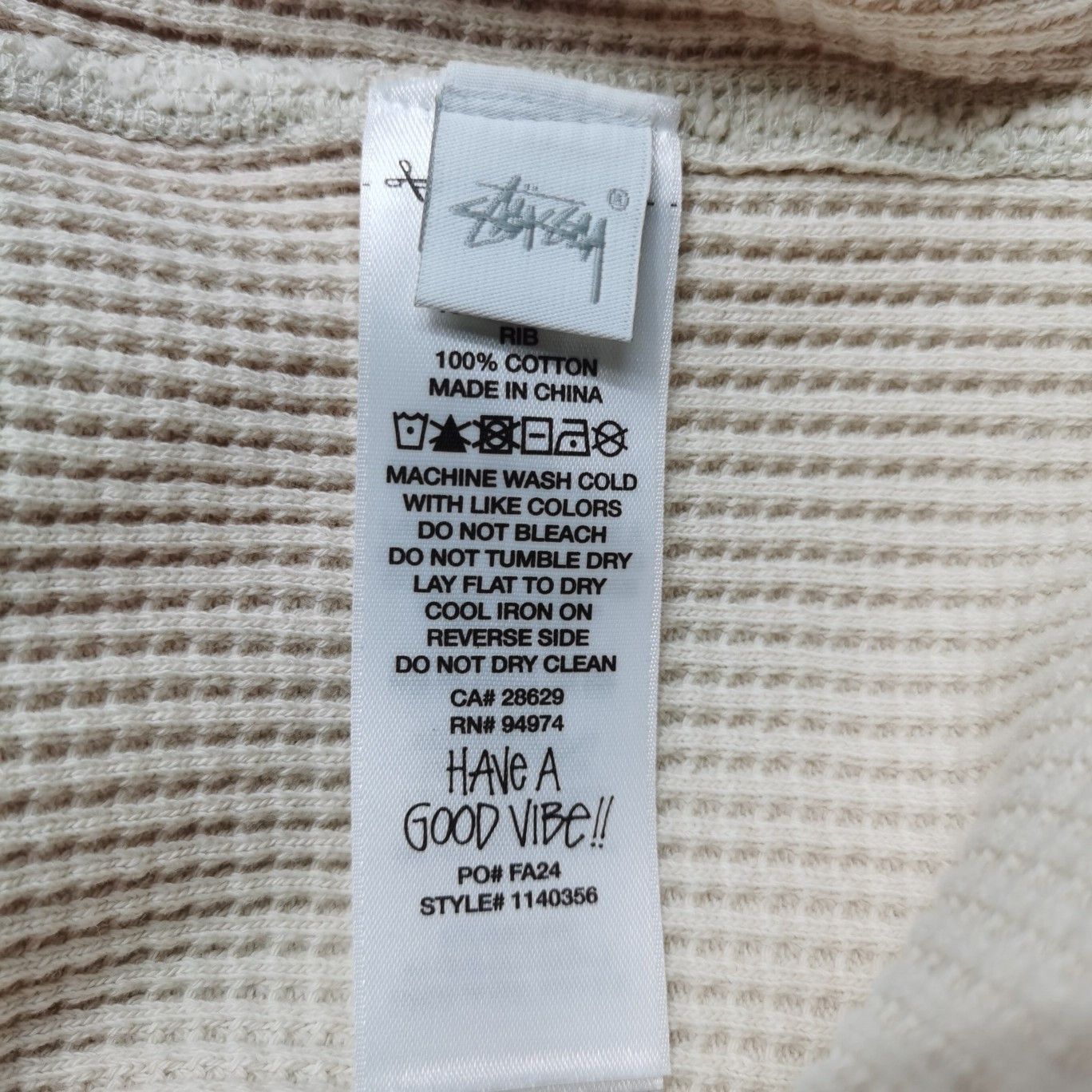 Stussy Stussy Waffle Thermal Long Sleeve T-Shirt XL Size US XL / EU 56 / 4 - 5 Thumbnail