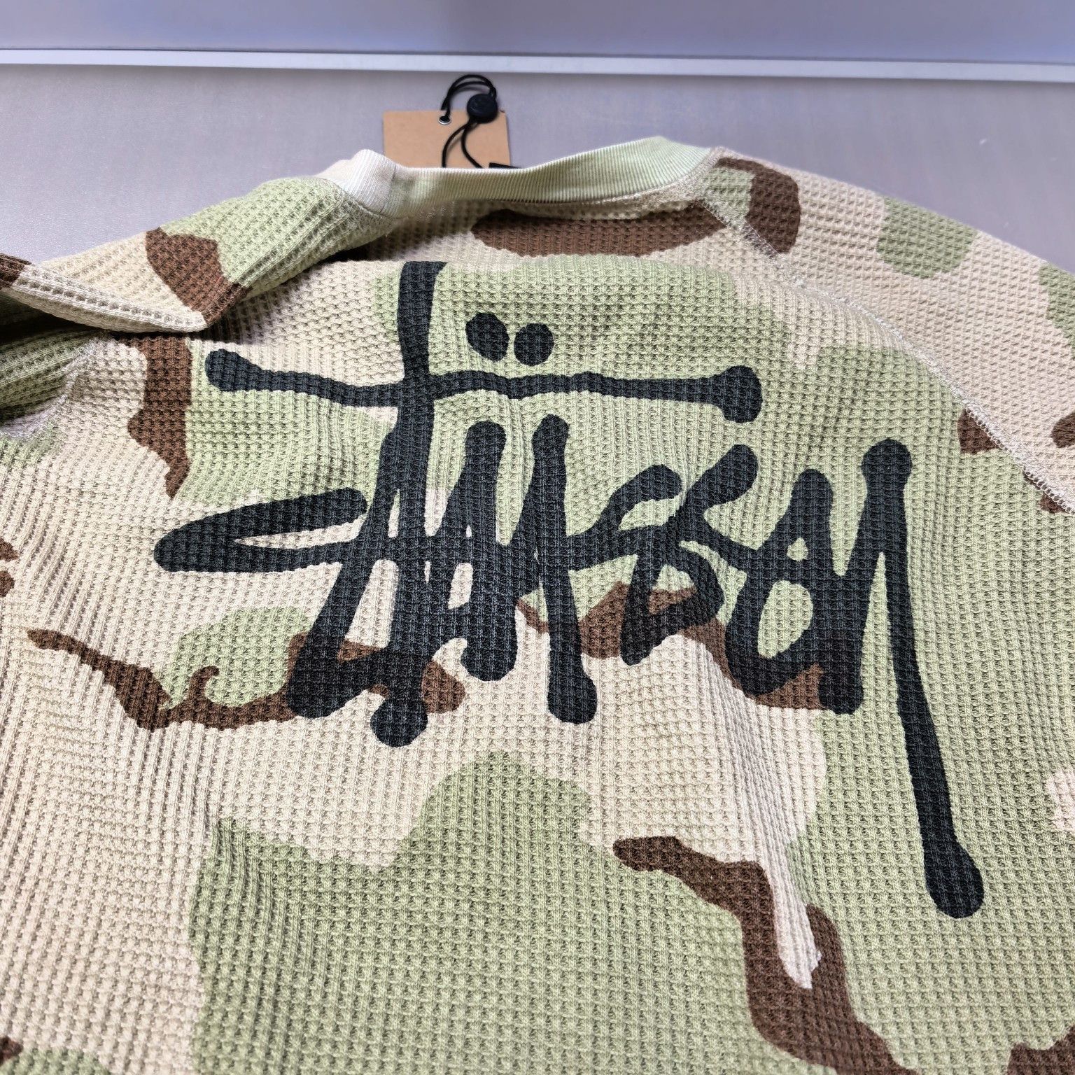 Stussy Stussy Waffle Camo Long Sleeve T-Shirt Size L Size US L / EU 52-54 / 3 - 7 Thumbnail