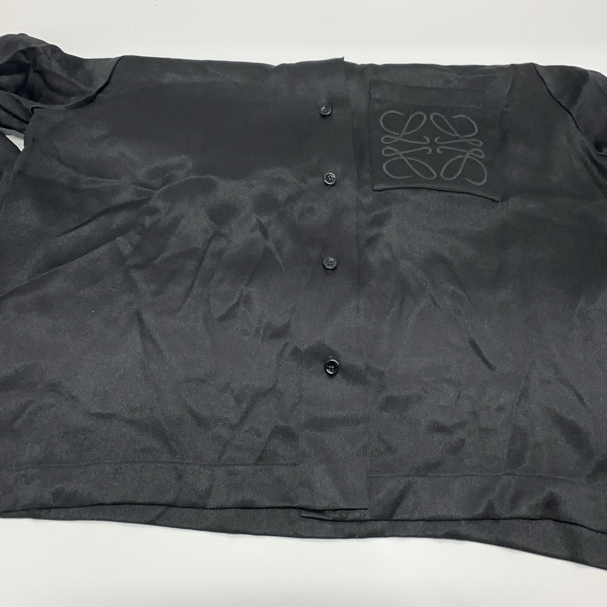 Loewe LOEWE Anagram Silk Satin Blouse Black Size 36 Size XS / US 0-2 / IT 36-38 - 7 Thumbnail