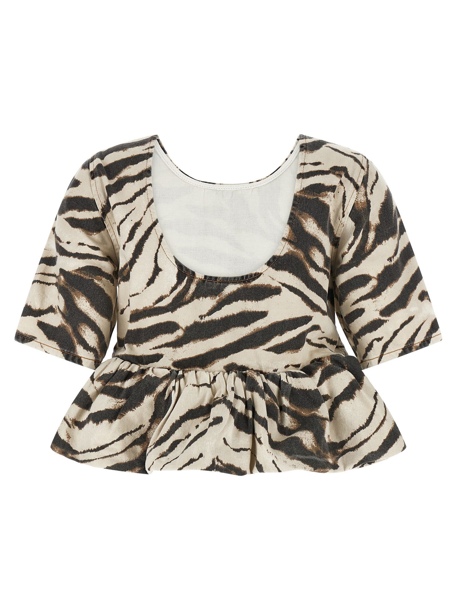 Ganni 'Zebra Denim' Top Size XS / US 0-2 / IT 36-38 - 2 Thumbnail