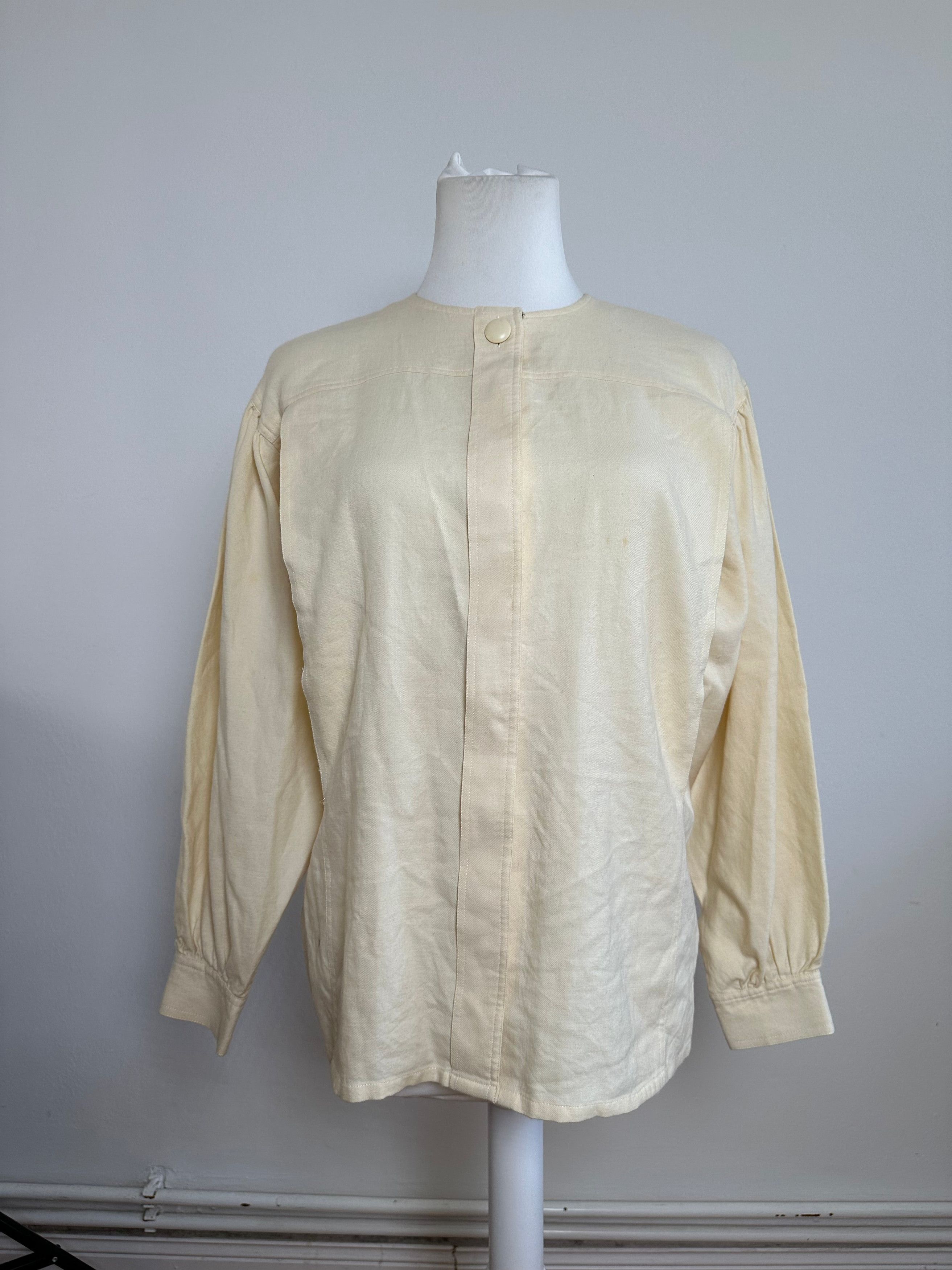 Dior Vintage Wool Cotton Blouse Cream S Size S / US 4 / IT 40 - 11 Thumbnail