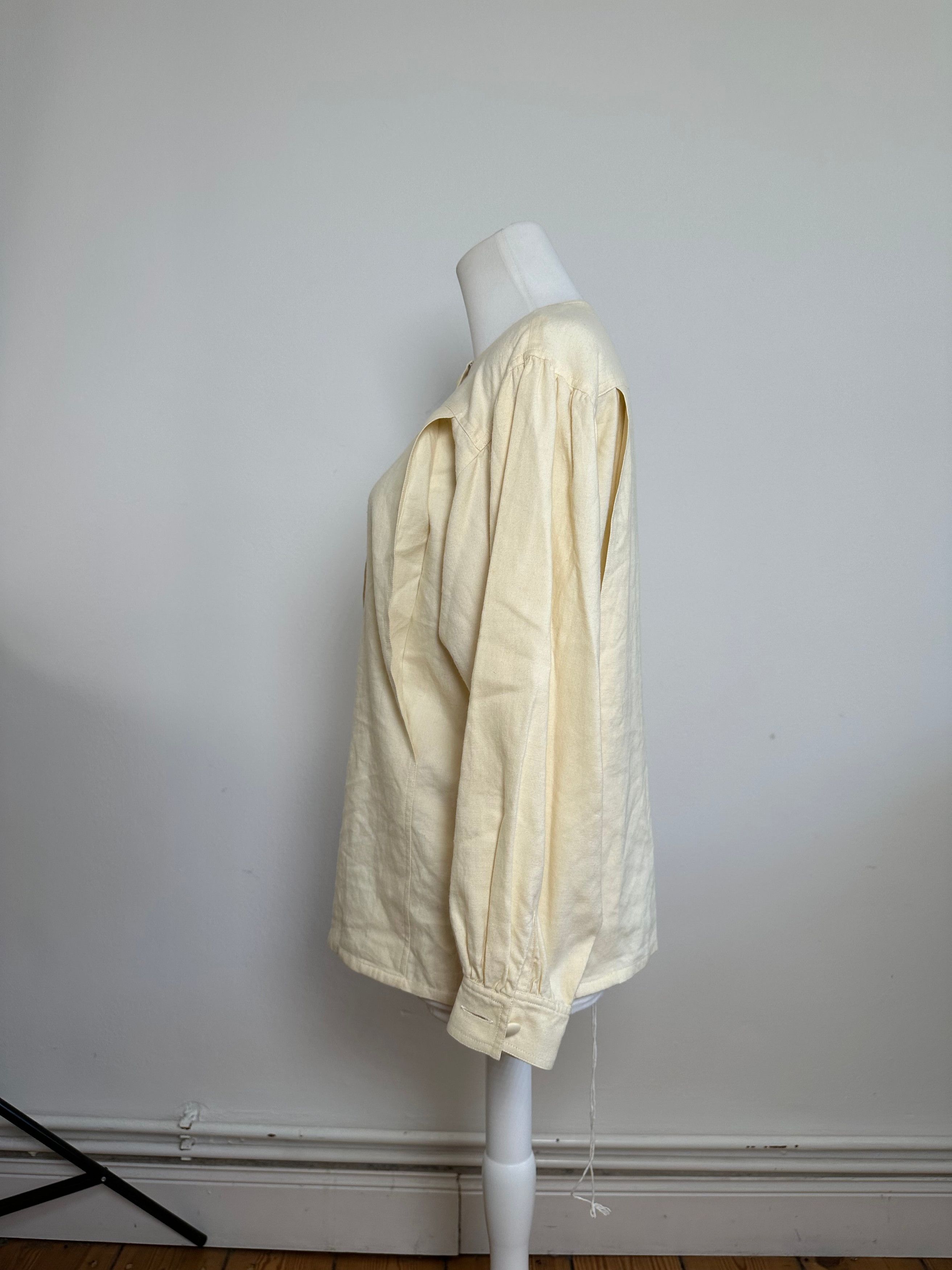 Dior Vintage Wool Cotton Blouse Cream S Size S / US 4 / IT 40 - 2 Thumbnail
