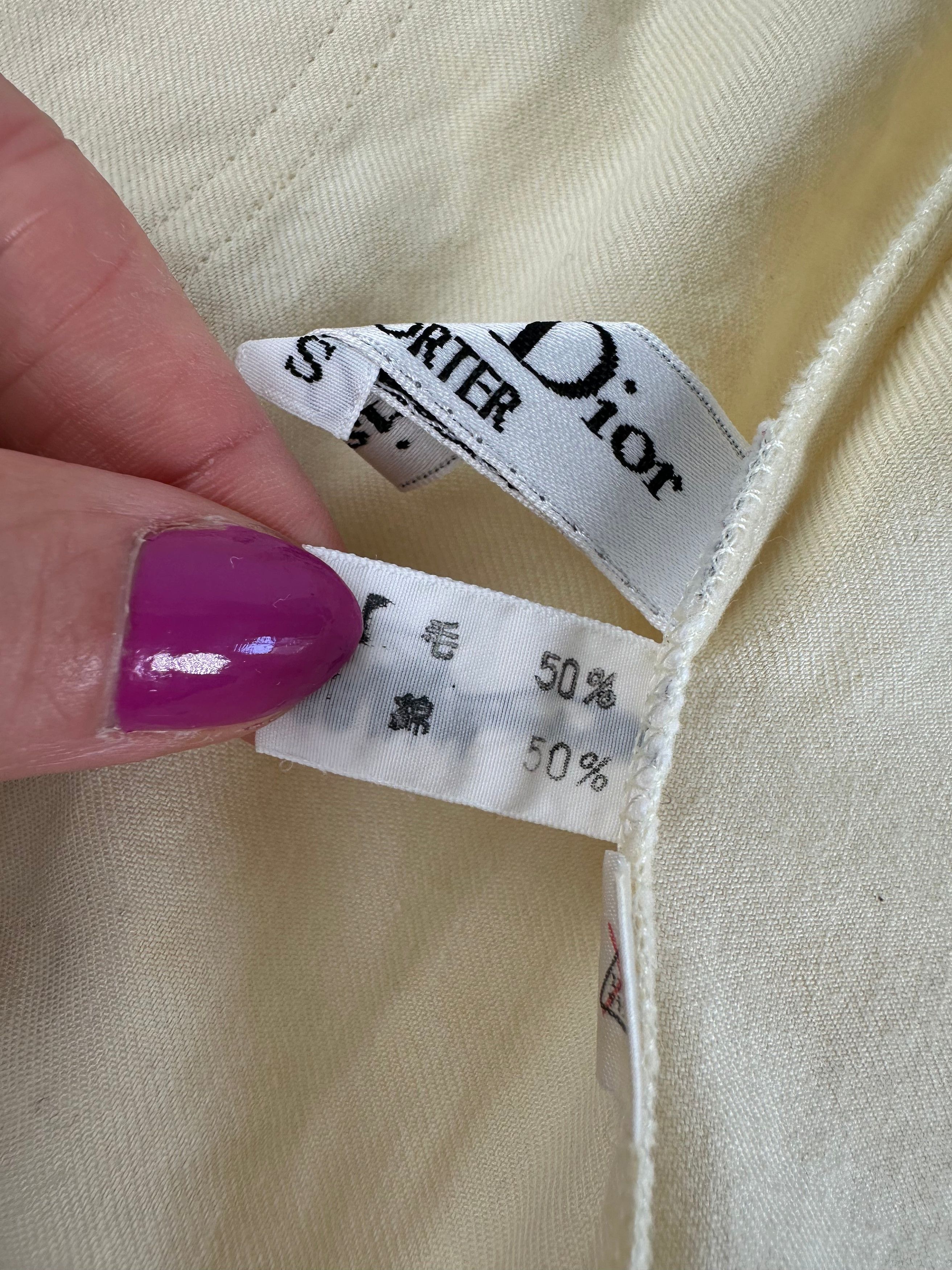 Dior Vintage Wool Cotton Blouse Cream S Size S / US 4 / IT 40 - 9 Thumbnail