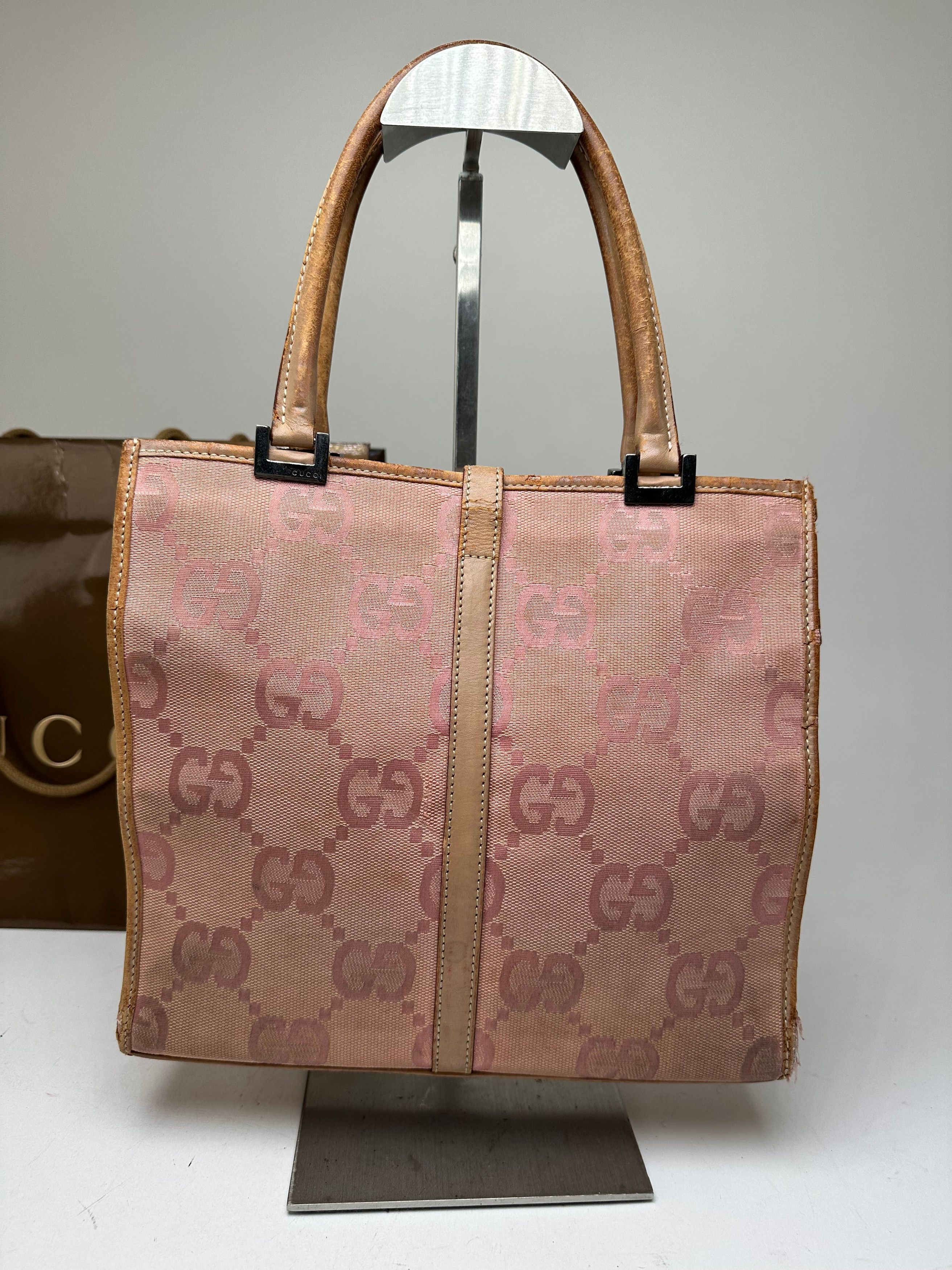 Gucci Vintage GG Canvas Handbag Pink Size ONE SIZE - 9 Thumbnail