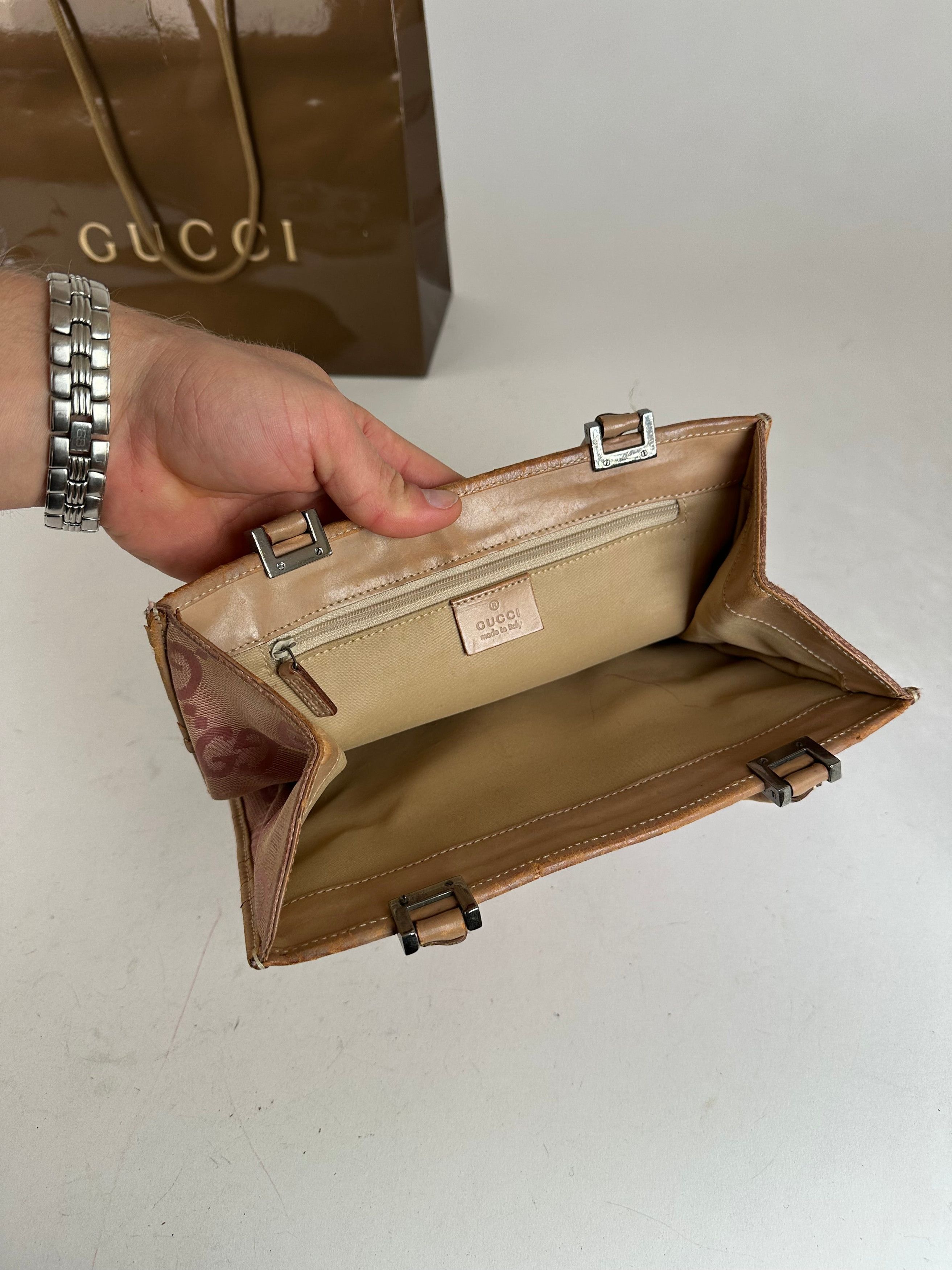 Gucci Vintage GG Canvas Handbag Pink Size ONE SIZE - 3 Thumbnail