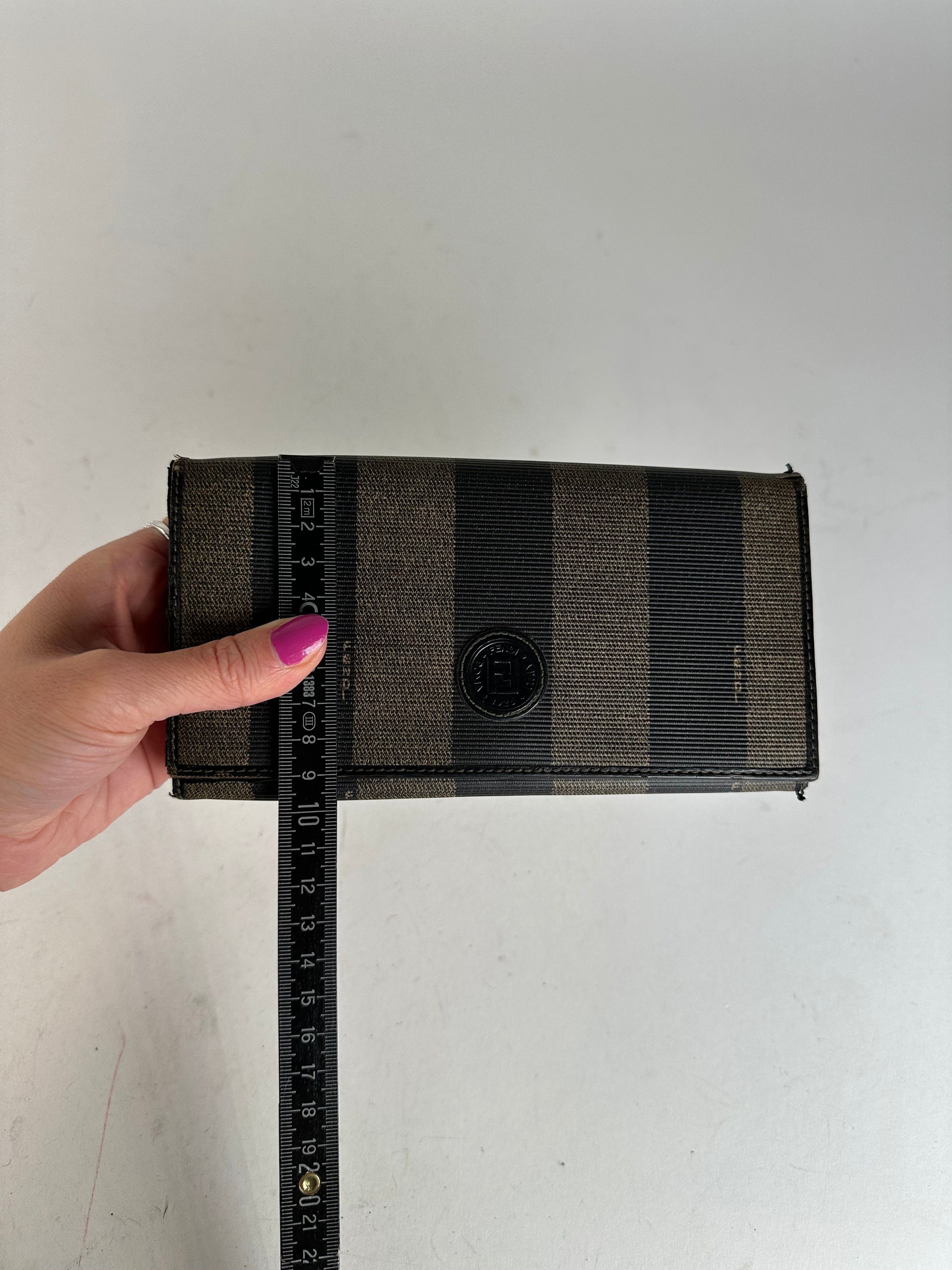 Fendi Vintage Pequin Stripe Long Wallet Canvas Brown Size ONE SIZE - 8 Thumbnail