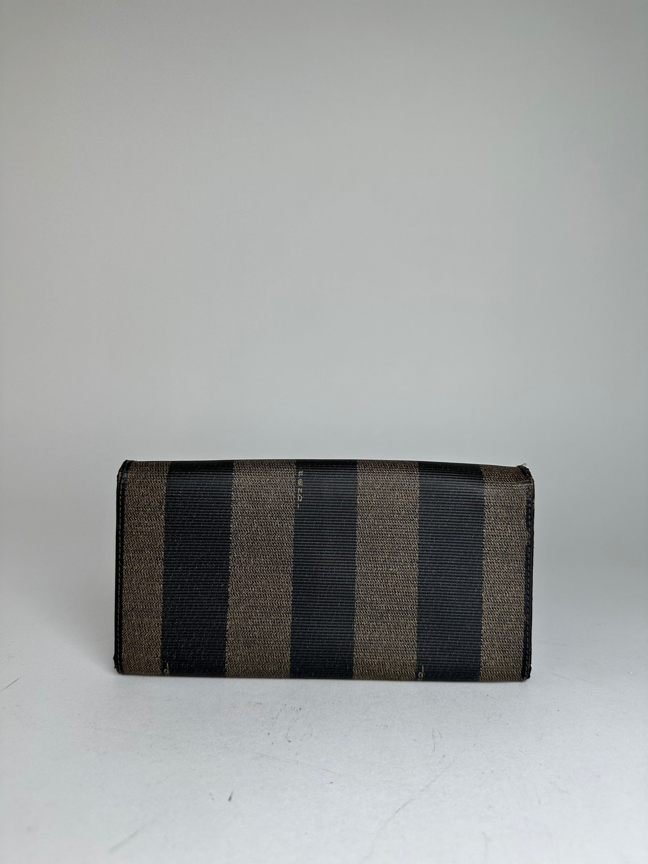 Fendi Vintage Pequin Stripe Long Wallet Canvas Brown Size ONE SIZE - 10 Thumbnail
