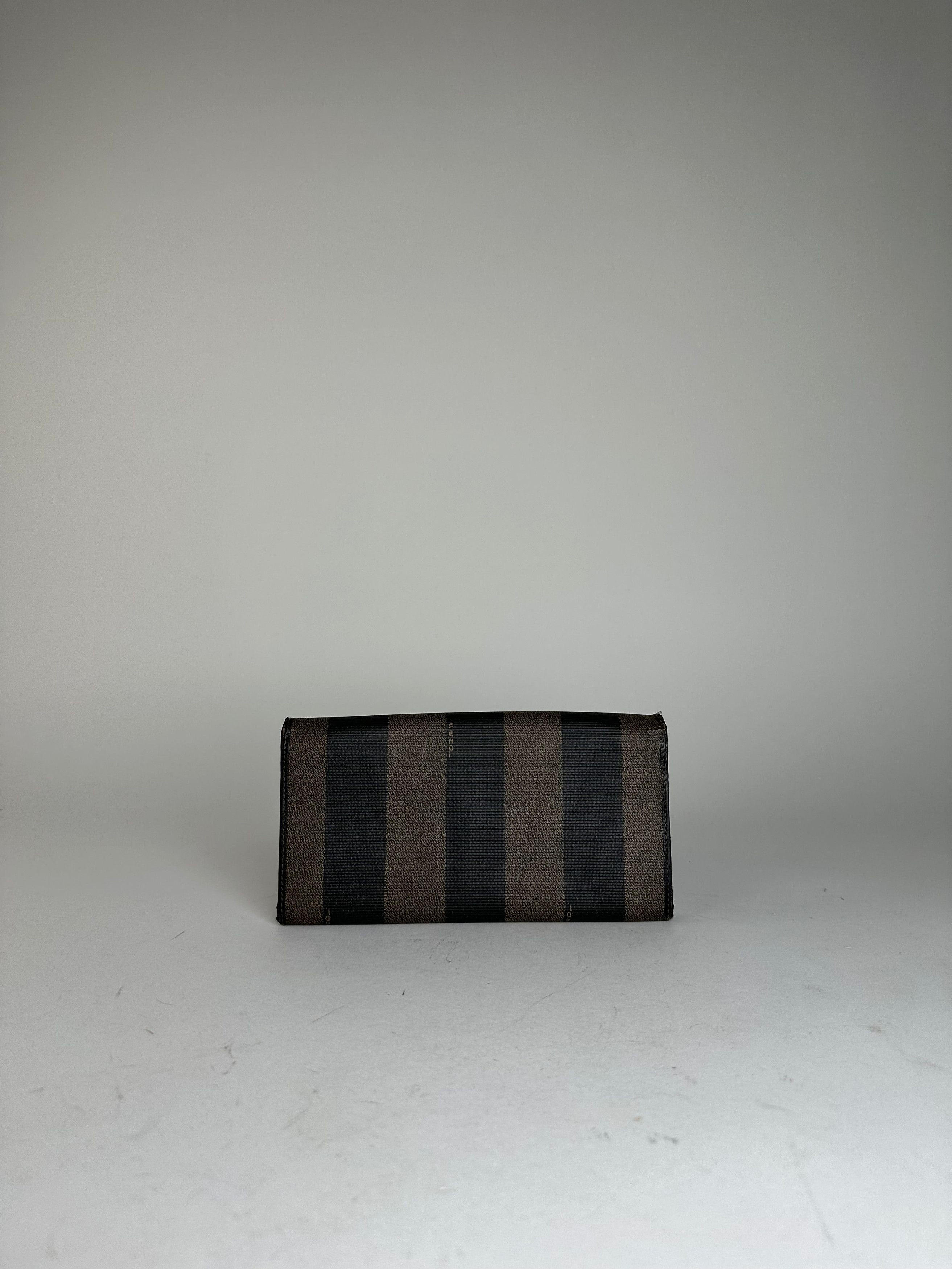 Fendi Vintage Pequin Stripe Long Wallet Canvas Brown Size ONE SIZE - 2 Thumbnail