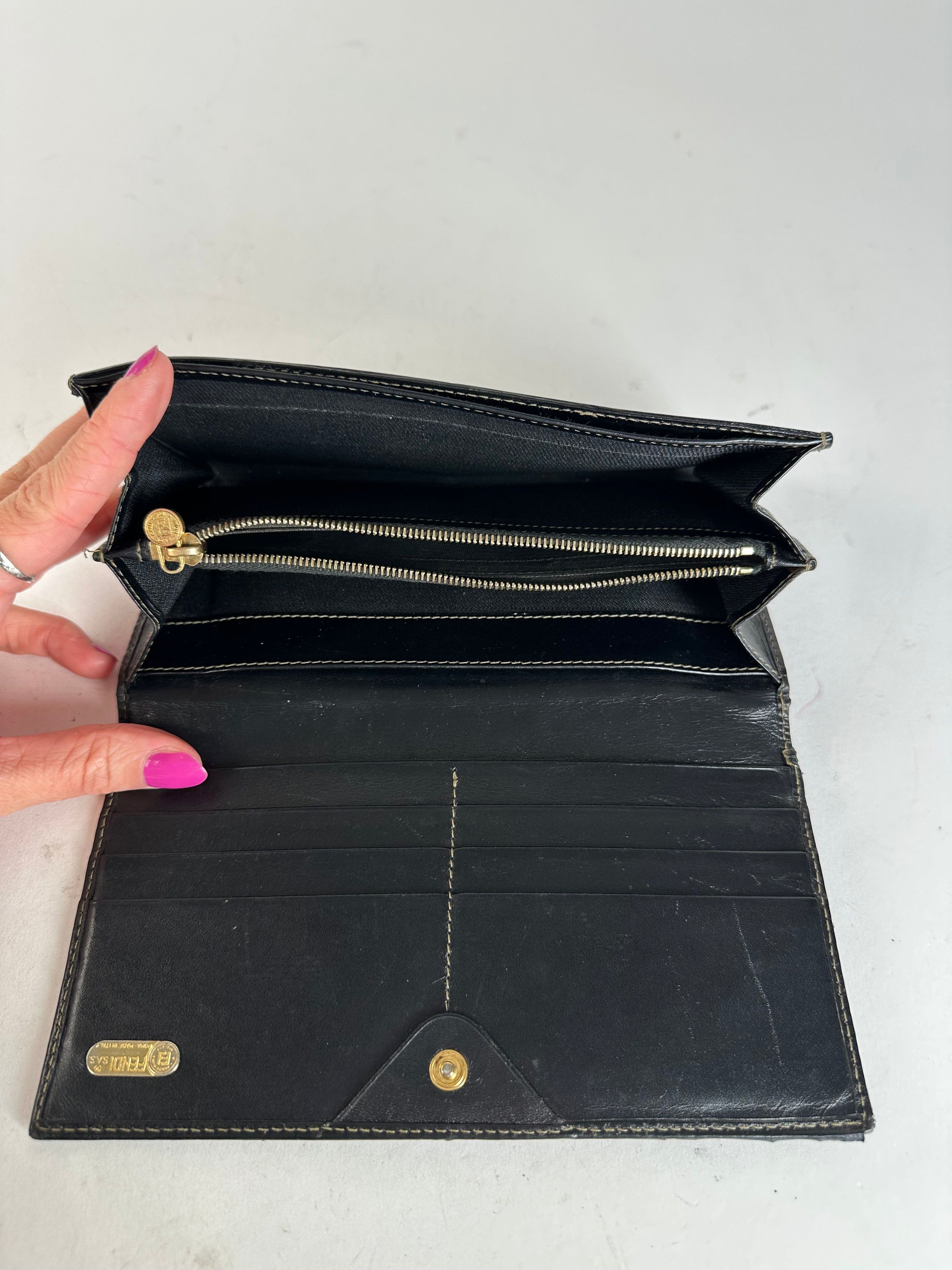 Fendi Vintage Pequin Stripe Long Wallet Canvas Brown Size ONE SIZE - 4 Thumbnail