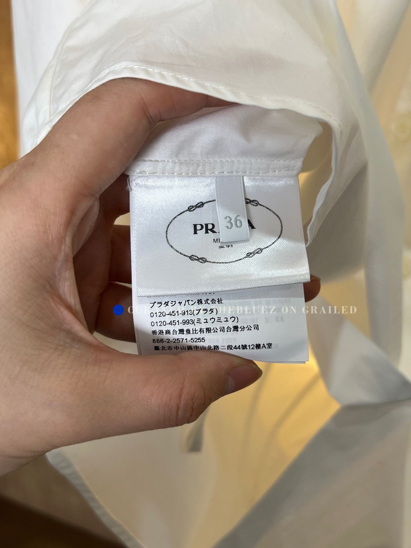 Prada Prada White Cotton Triangle Logo Shirt Size XS / US 0-2 / IT 36-38 - 4 Thumbnail
