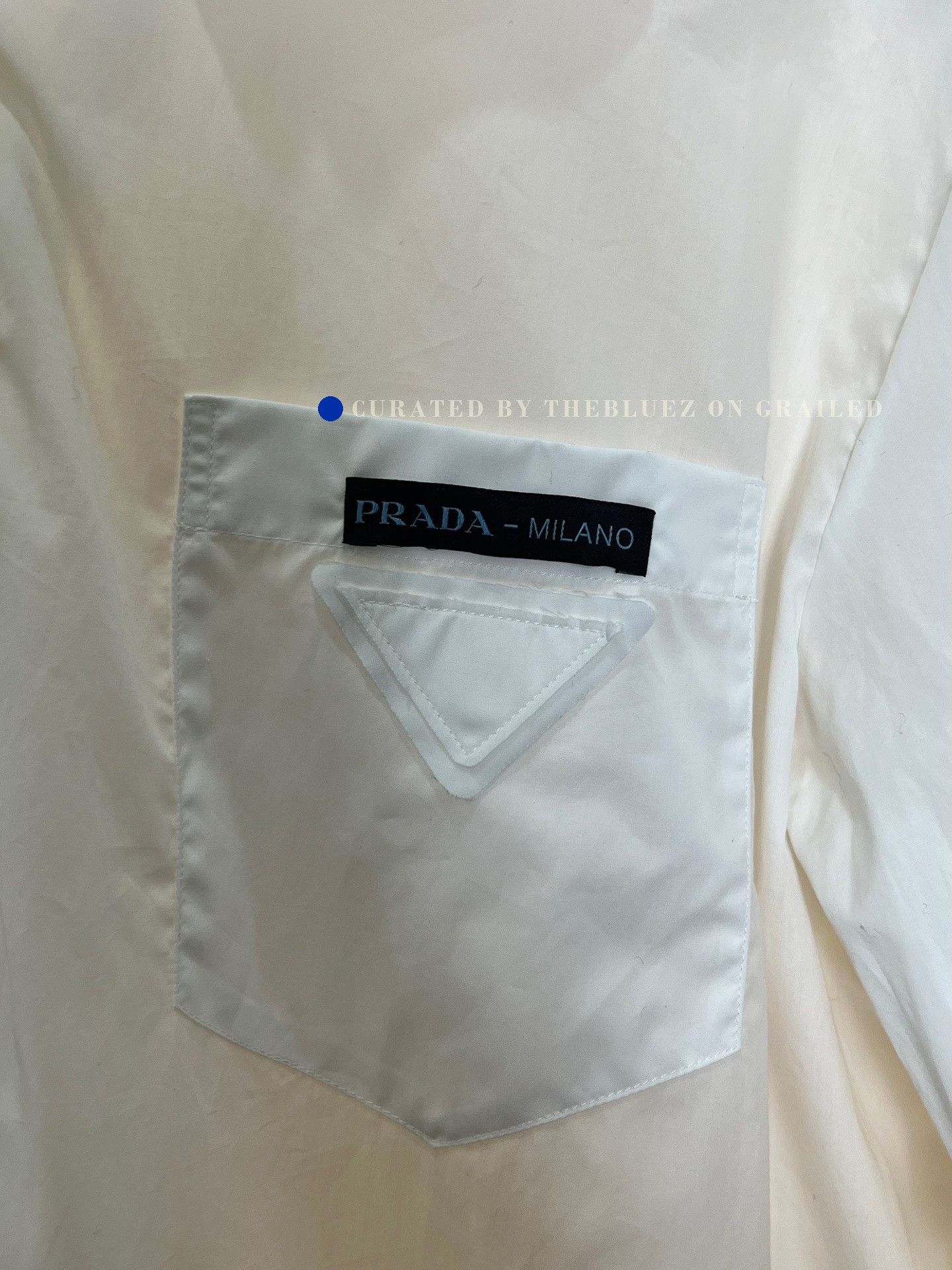 Prada Prada White Cotton Triangle Logo Shirt Size XS / US 0-2 / IT 36-38 - 3 Thumbnail