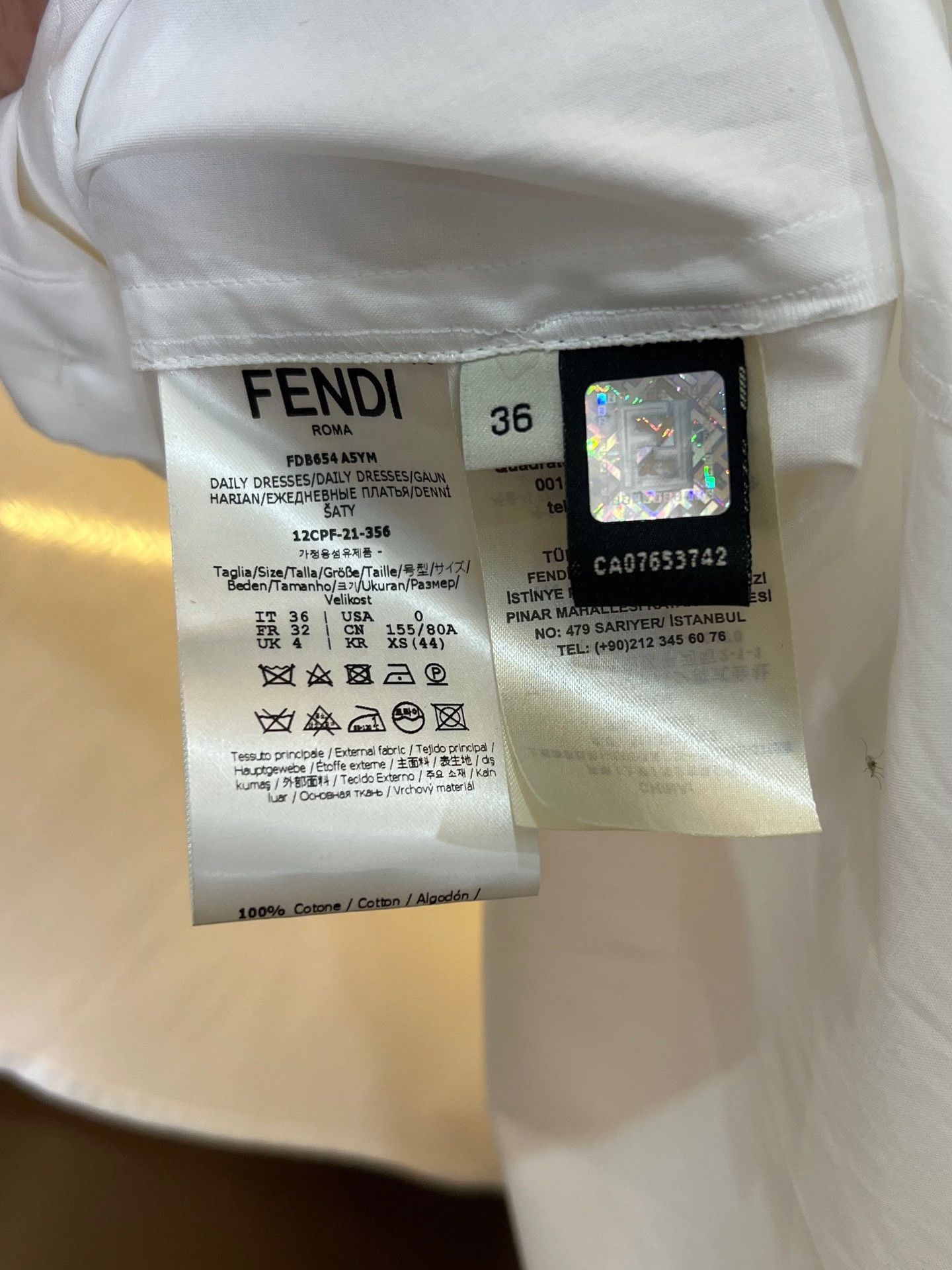 Fendi Fendi White Multi-pocket Shirt Dress Size XS / US 0-2 / IT 36-38 - 5 Thumbnail