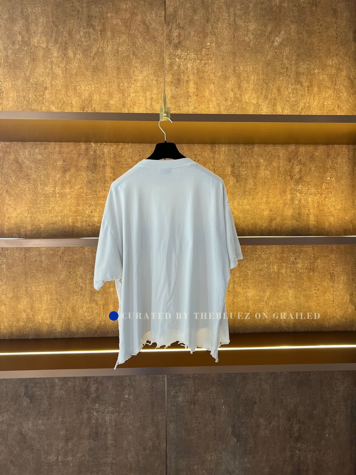 Balenciaga Balenciaga Gray Distressed Hem Patch Logo Tee Size M / US 6-8 / IT 42-44 - 2 Thumbnail
