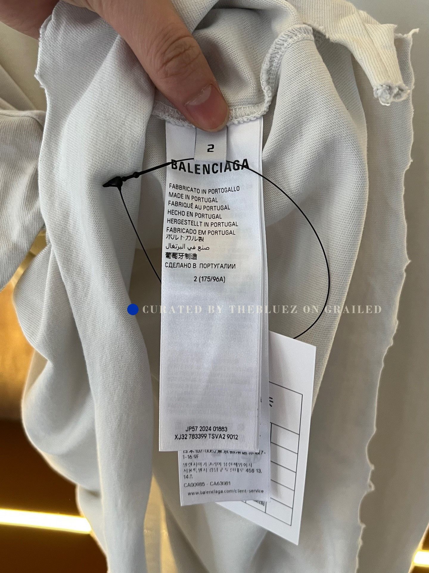Balenciaga Balenciaga Gray Distressed Hem Patch Logo Tee Size M / US 6-8 / IT 42-44 - 3 Thumbnail