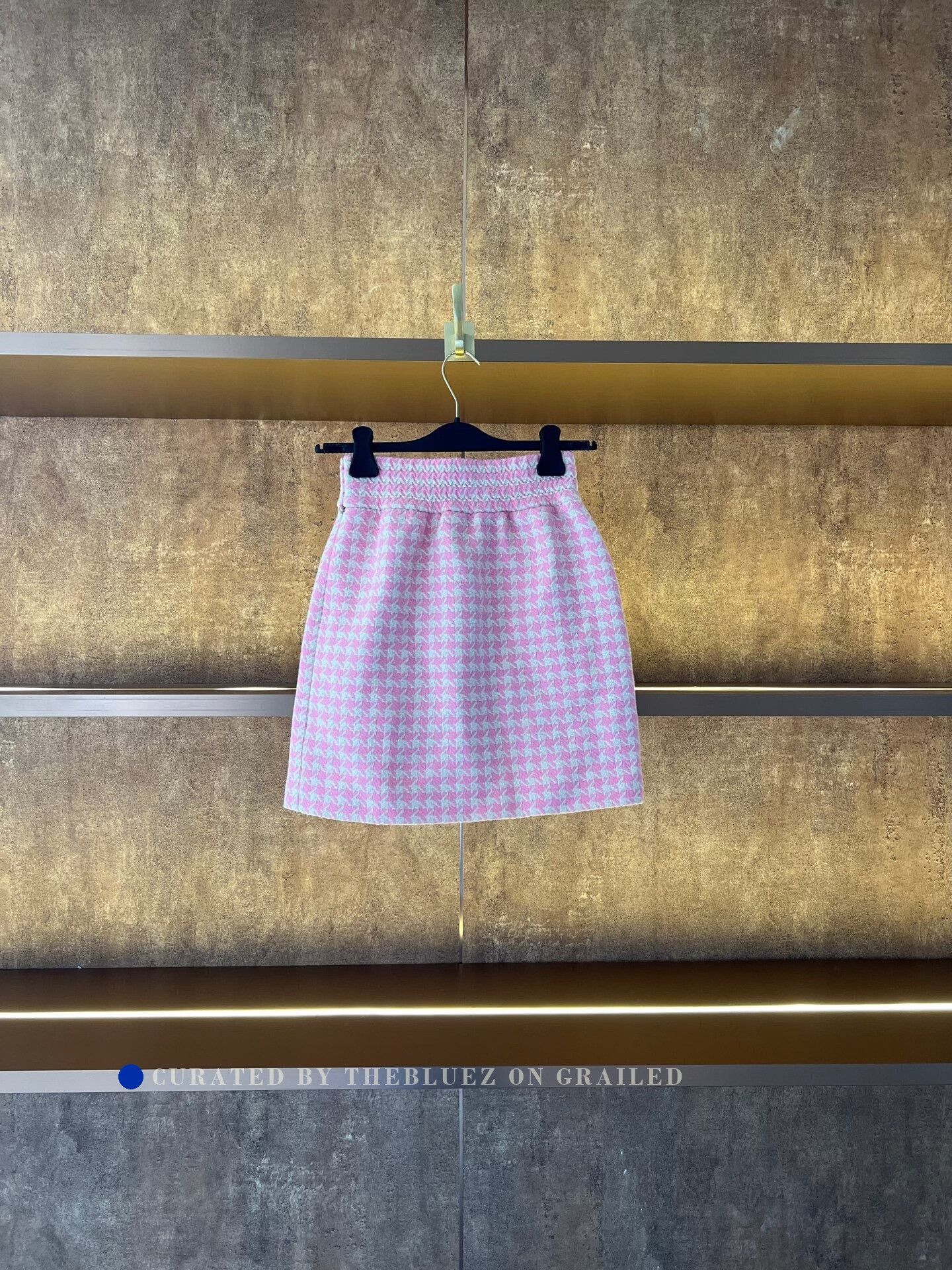 Miu Miu Miu Miu Pink Houndstooth Wool Skirt Size 38" / US 16 / IT 52 - 2 Thumbnail