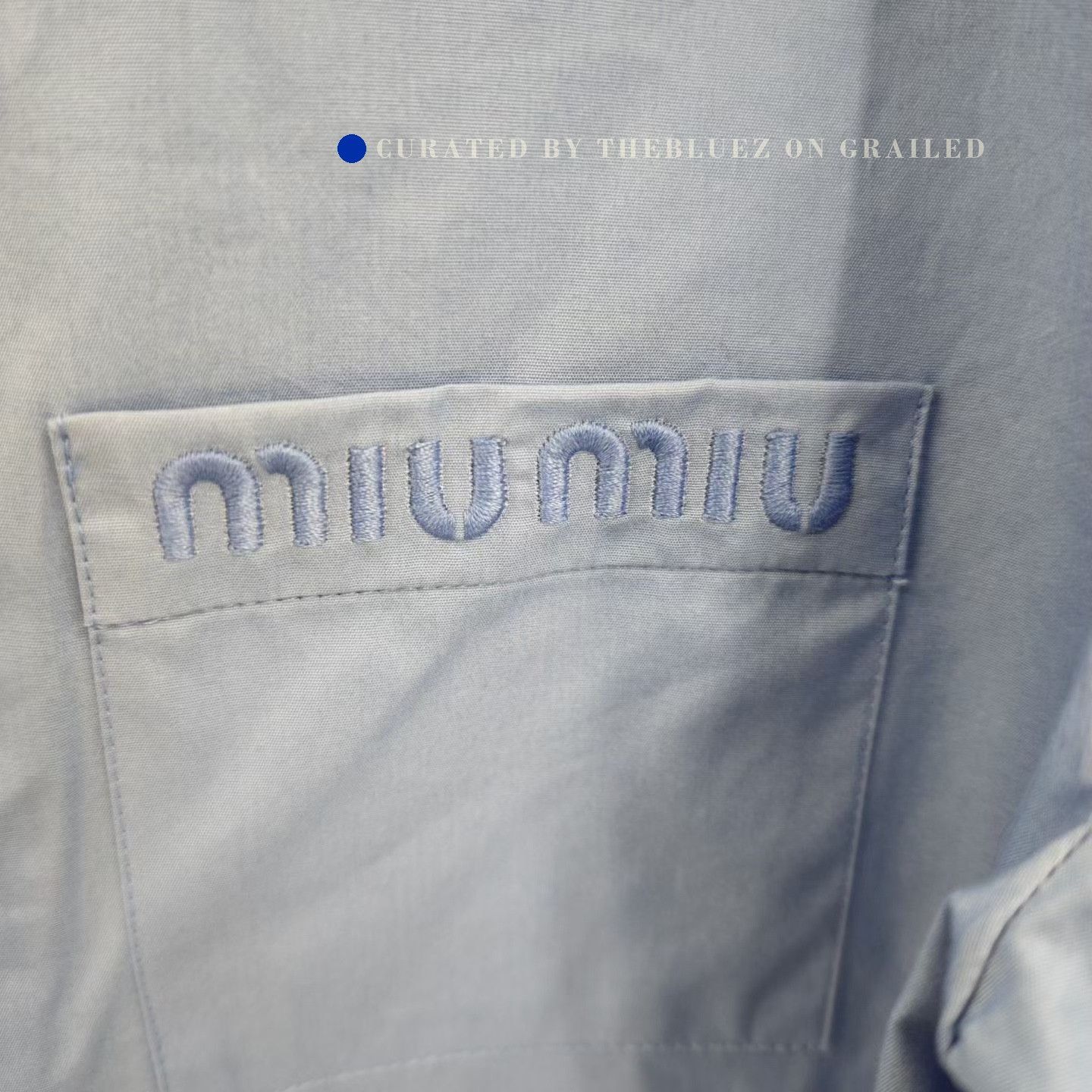 Miu Miu MIU MIU Gem Blue Pocket Embroidered Shirt Size S / US 4 / IT 40 - 2 Thumbnail