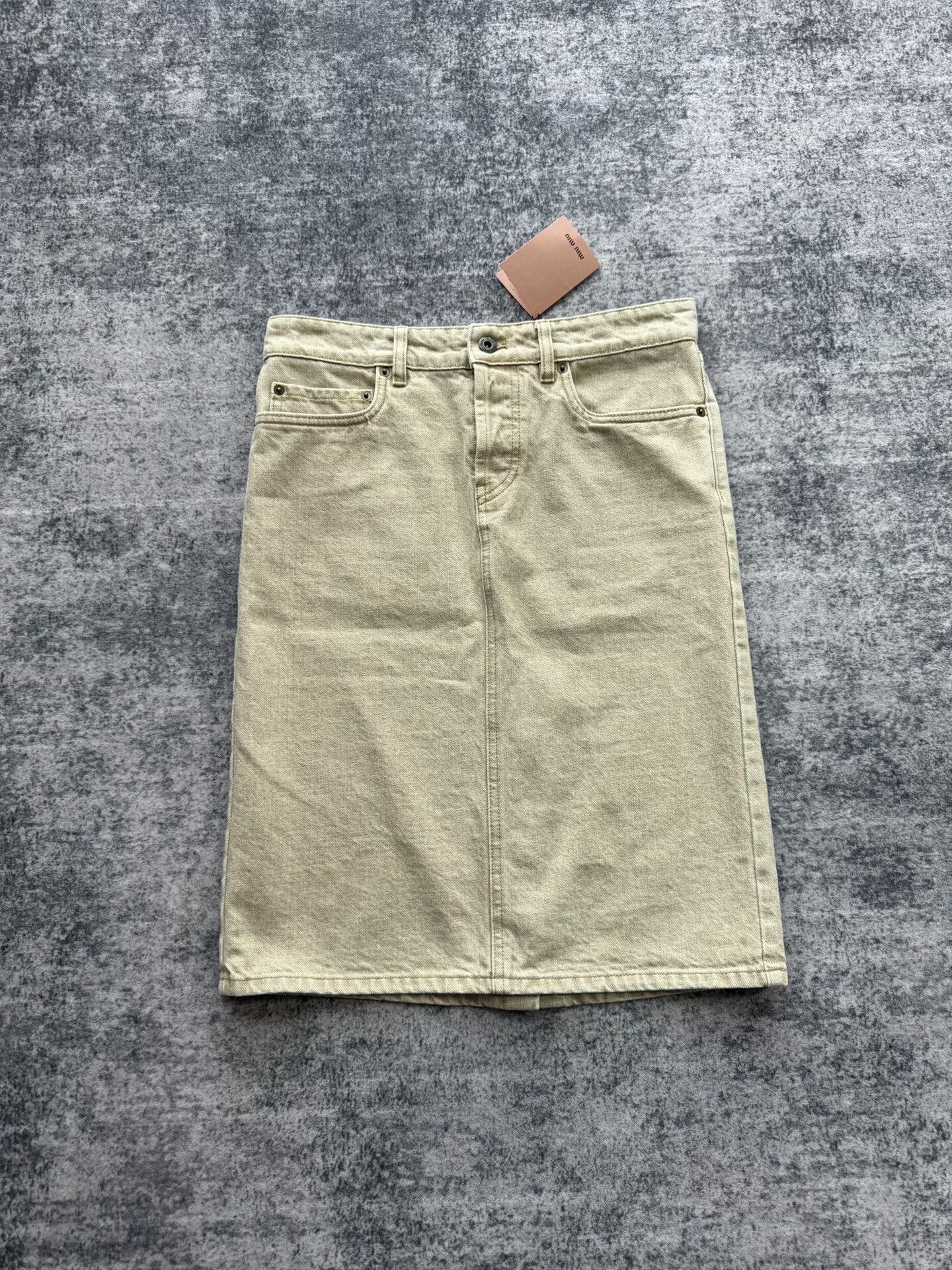Miu Miu Miu Miu Beige Denim Skirt Size 36" / US 14 / IT 50 - 2 Thumbnail