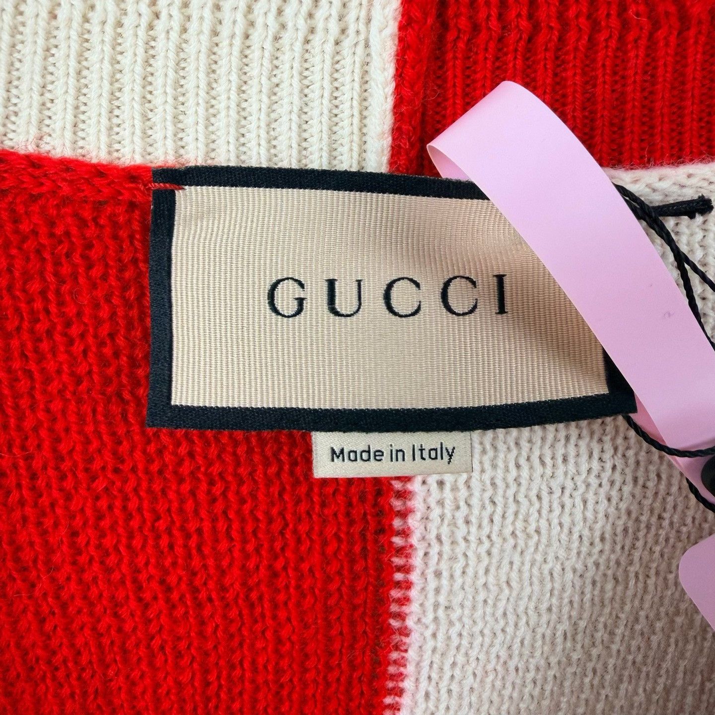 Gucci Gucci Red White Color Block Wool Knit Sweater Size L / US 10 / IT 46 - 3 Thumbnail