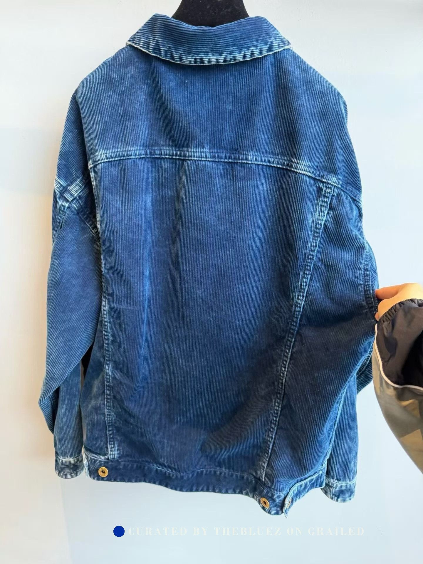 Miu Miu Miu Miu Dark Blue Distressed Corduroy Jacket Size XS / US 0-2 / IT 36-38 - 2 Thumbnail