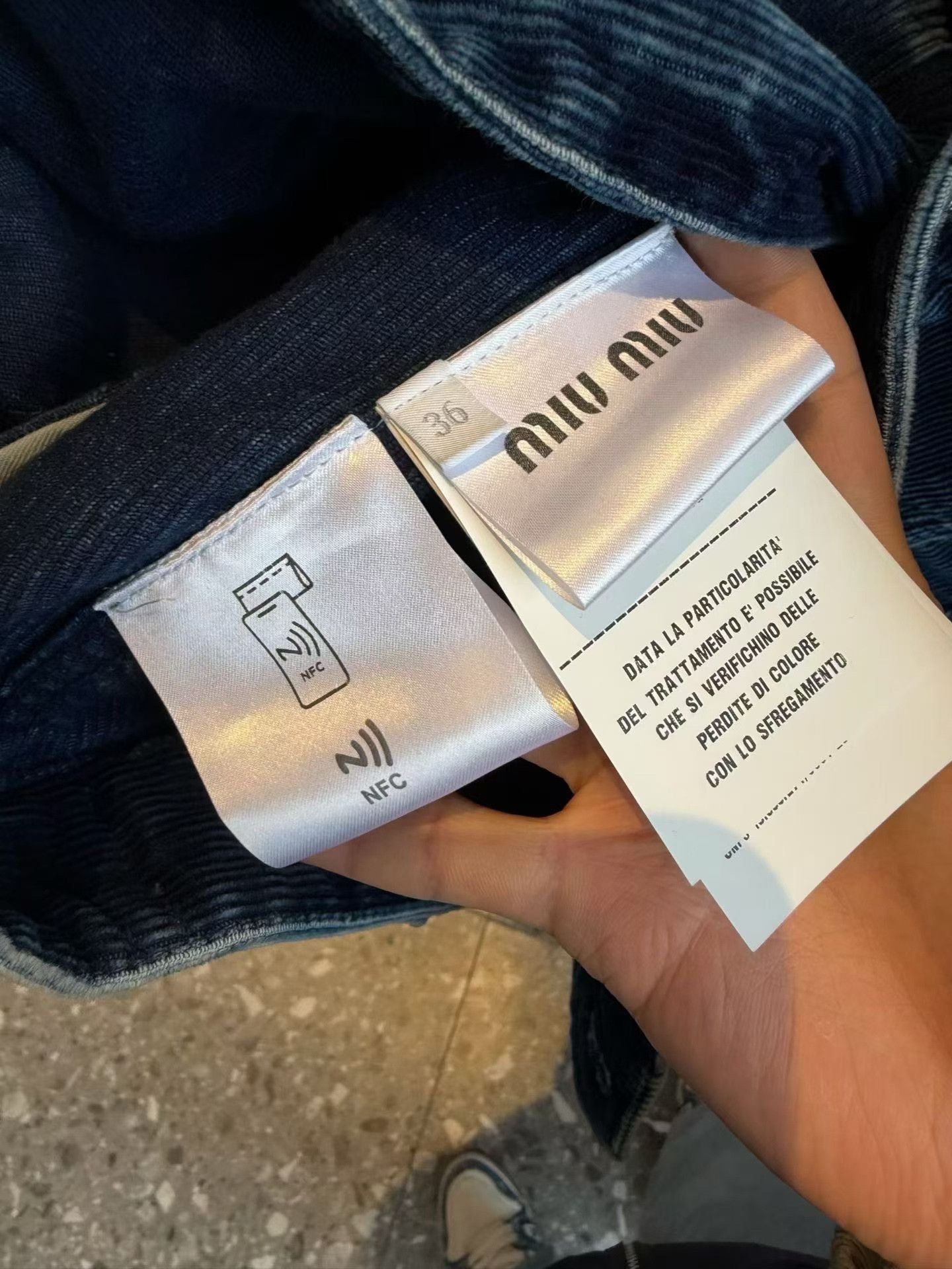 Miu Miu Miu Miu Dark Blue Distressed Corduroy Jacket Size XS / US 0-2 / IT 36-38 - 3 Thumbnail