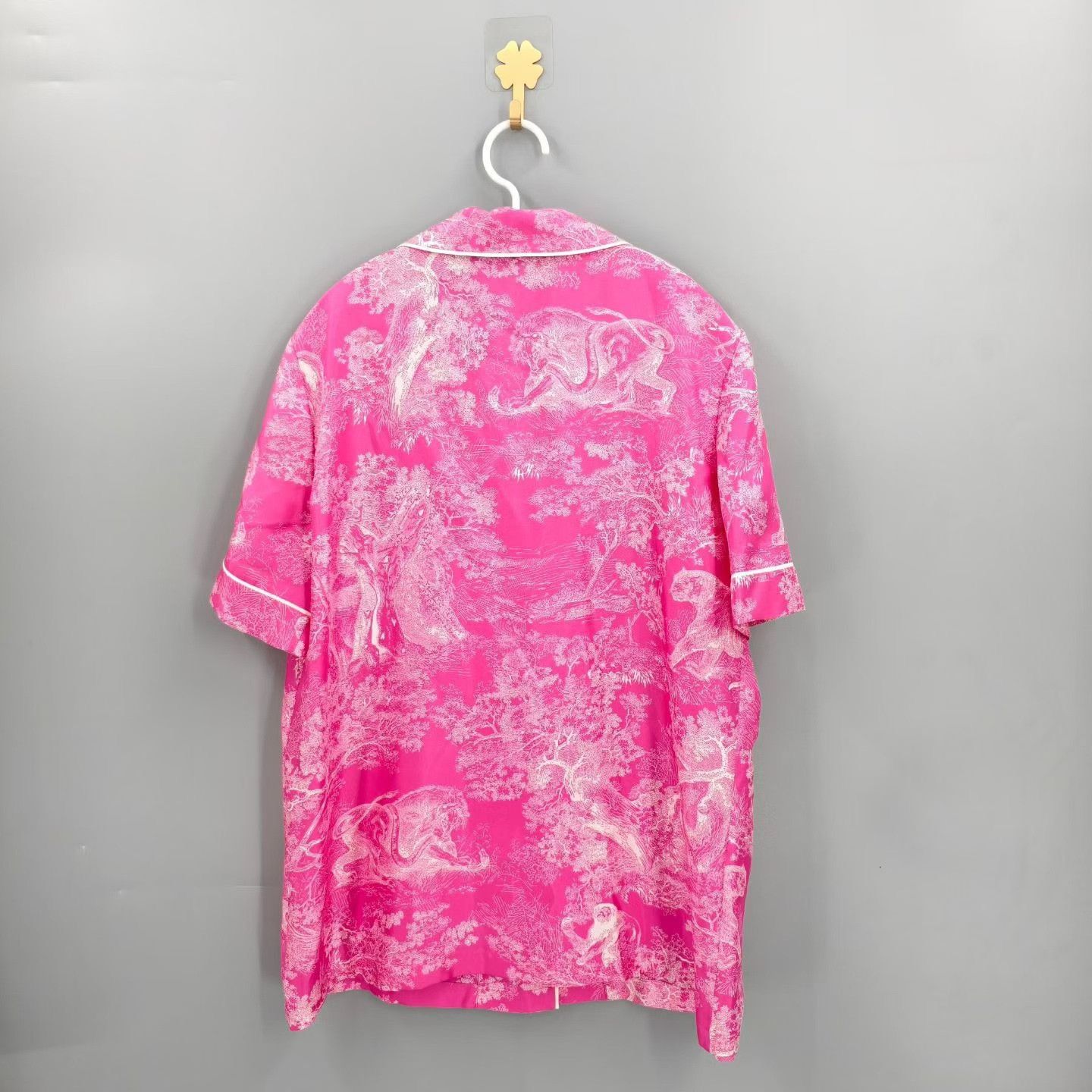 Dior Dior Pink Zoo Collection Silk Short-Sleeve Shirt Size M / US 6-8 / IT 42-44 - 2 Thumbnail