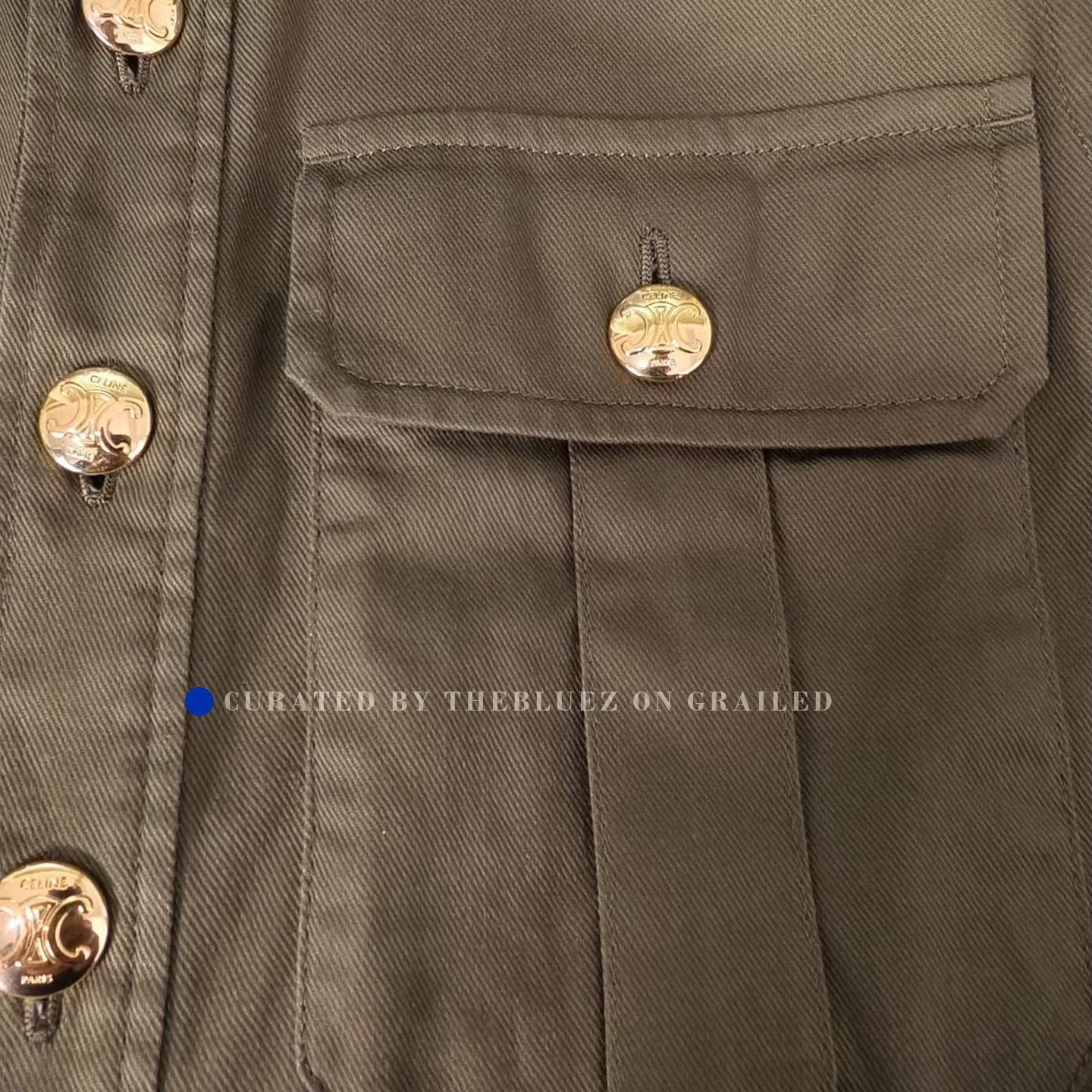 Celine Celine Military Green Gold Button Utility Dress Size XXS / US 00 / IT 34 - 4 Thumbnail