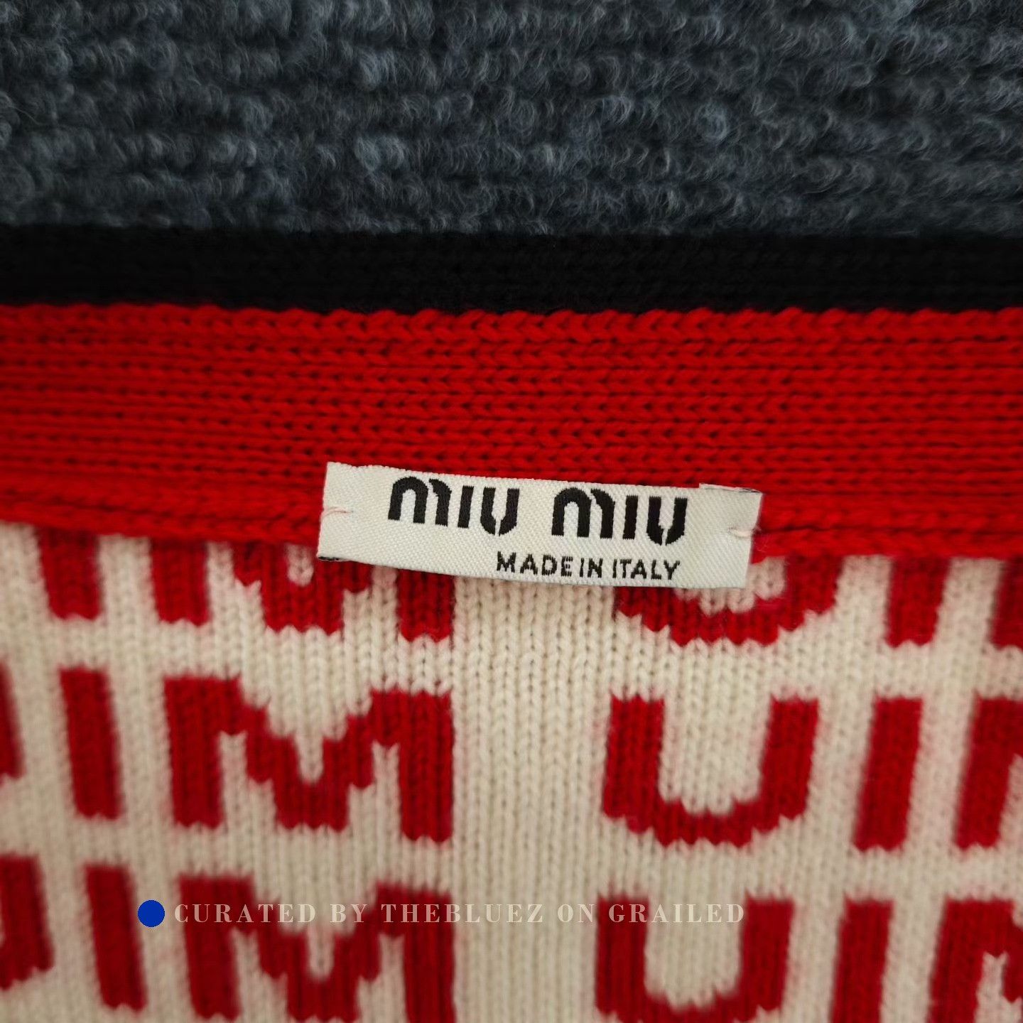 Miu Miu Miu Miu Red White All-Over Print Wool Cardigan Size M / US 6-8 / IT 42-44 - 3 Thumbnail