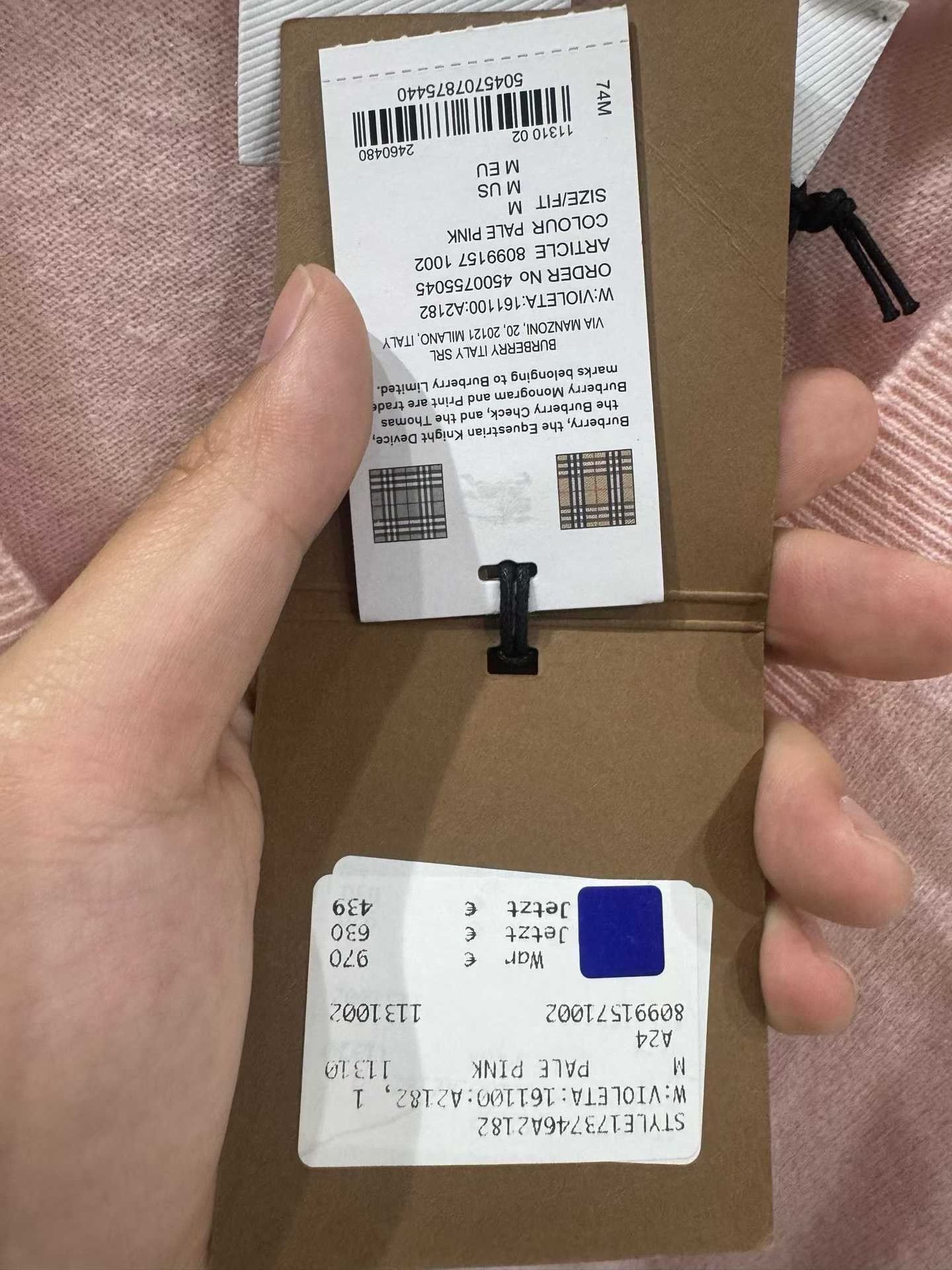 Burberry Burberry Pink V-Neck Cashmere Knit Sweater Size M / US 6-8 / IT 42-44 - 4 Thumbnail
