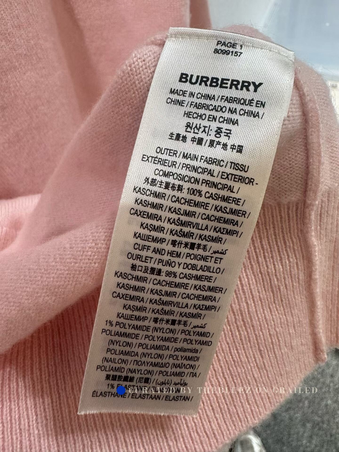 Burberry Burberry Pink V-Neck Cashmere Knit Sweater Size M / US 6-8 / IT 42-44 - 5 Thumbnail