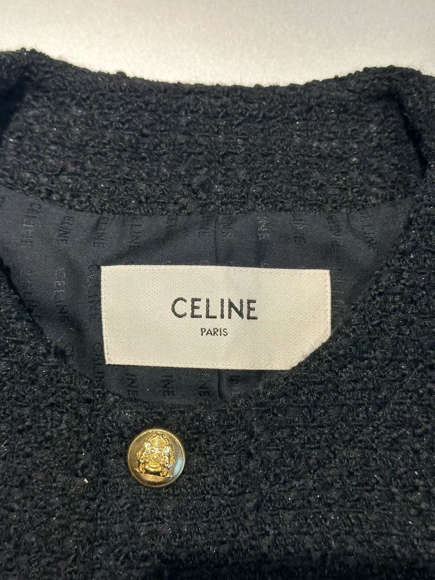 Celine Celine Black Gold Tweed Coat Size XXS / US 00 / IT 34 - 3 Thumbnail