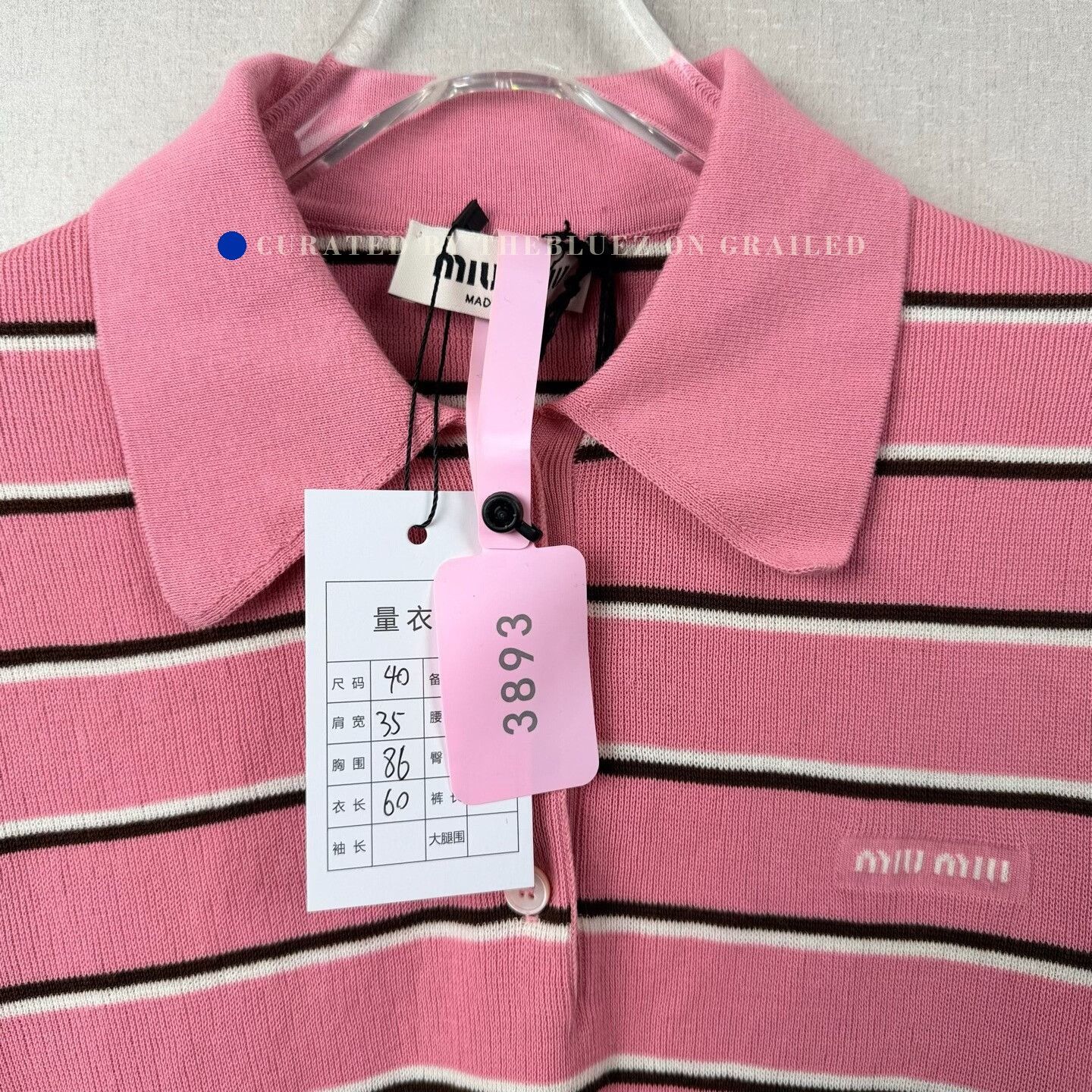 Miu Miu Miu Miu Pink Striped Logo Knit Polo Short Size S / US 4 / IT 40 - 3 Thumbnail