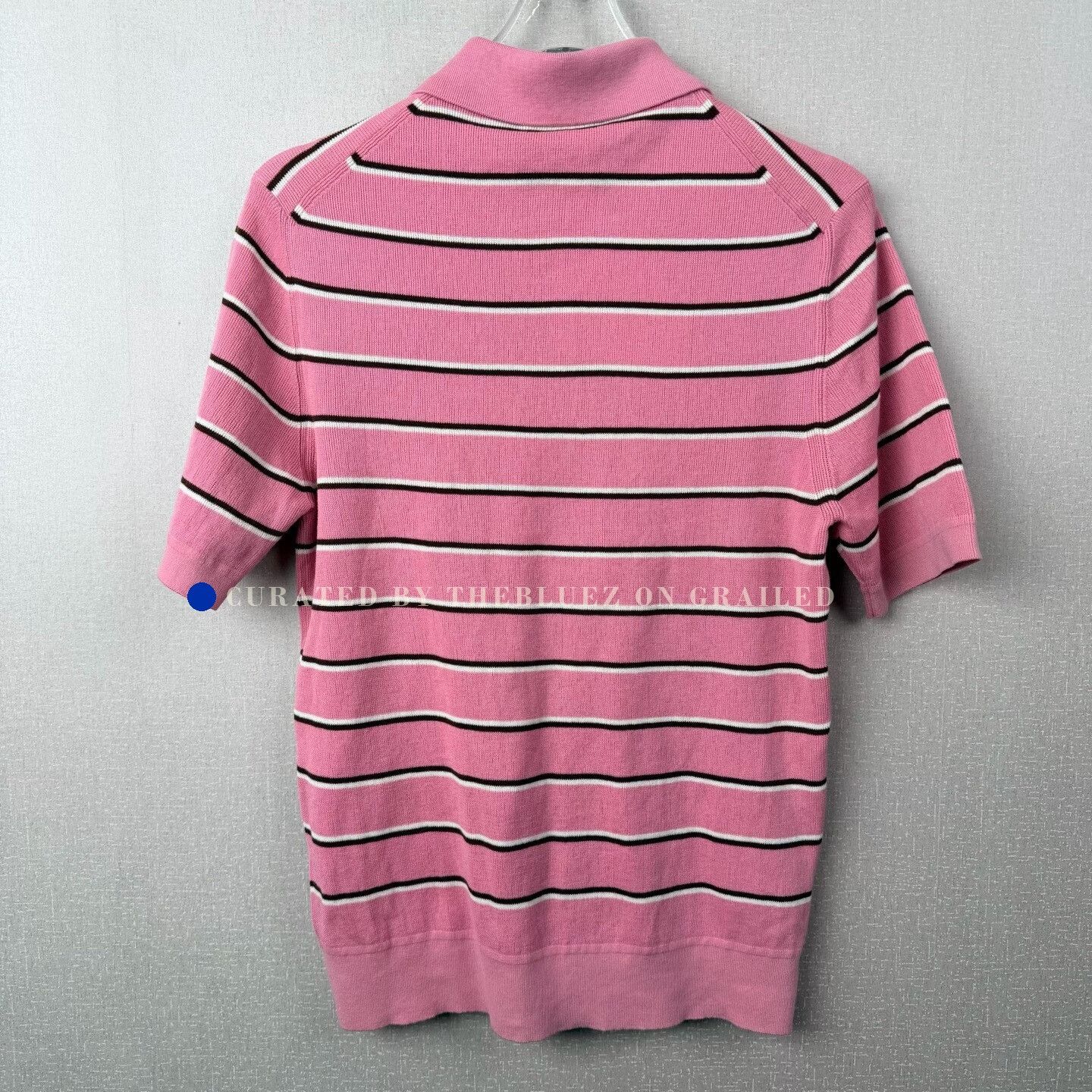 Miu Miu Miu Miu Pink Striped Logo Knit Polo Short Size S / US 4 / IT 40 - 2 Thumbnail